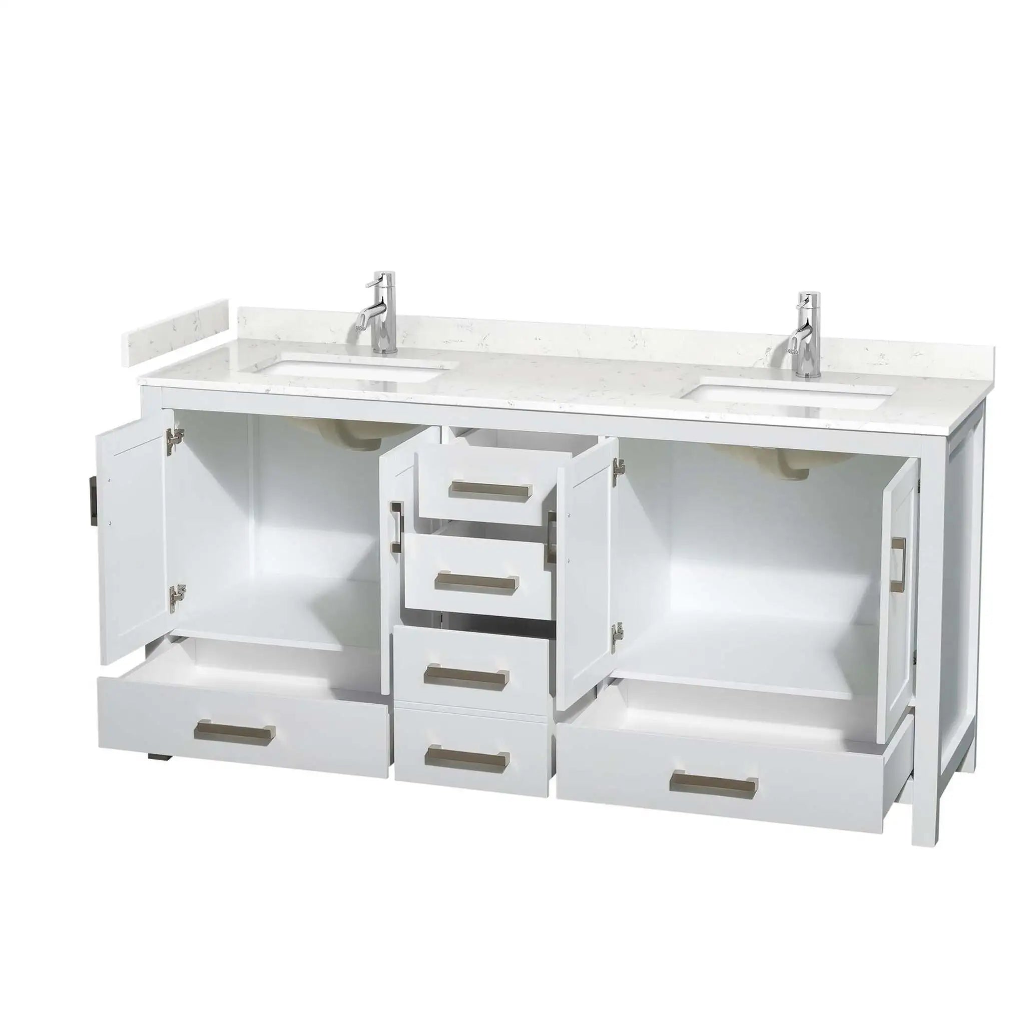 72" Sheffield Double Bathroom Vanity in White with Brushed Chrome Trim by Wyndham