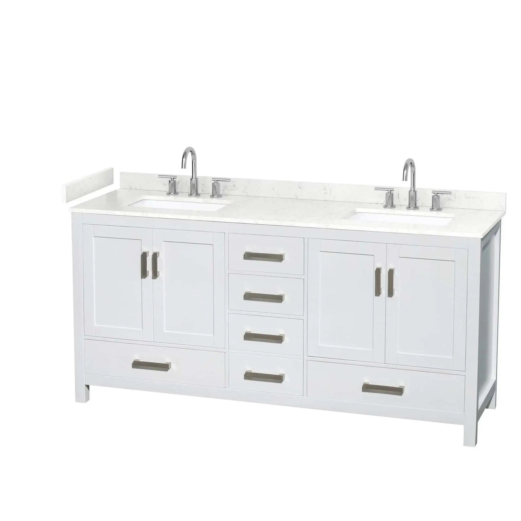 72" Sheffield Double Bathroom Vanity in White with Brushed Chrome Trim by Wyndham