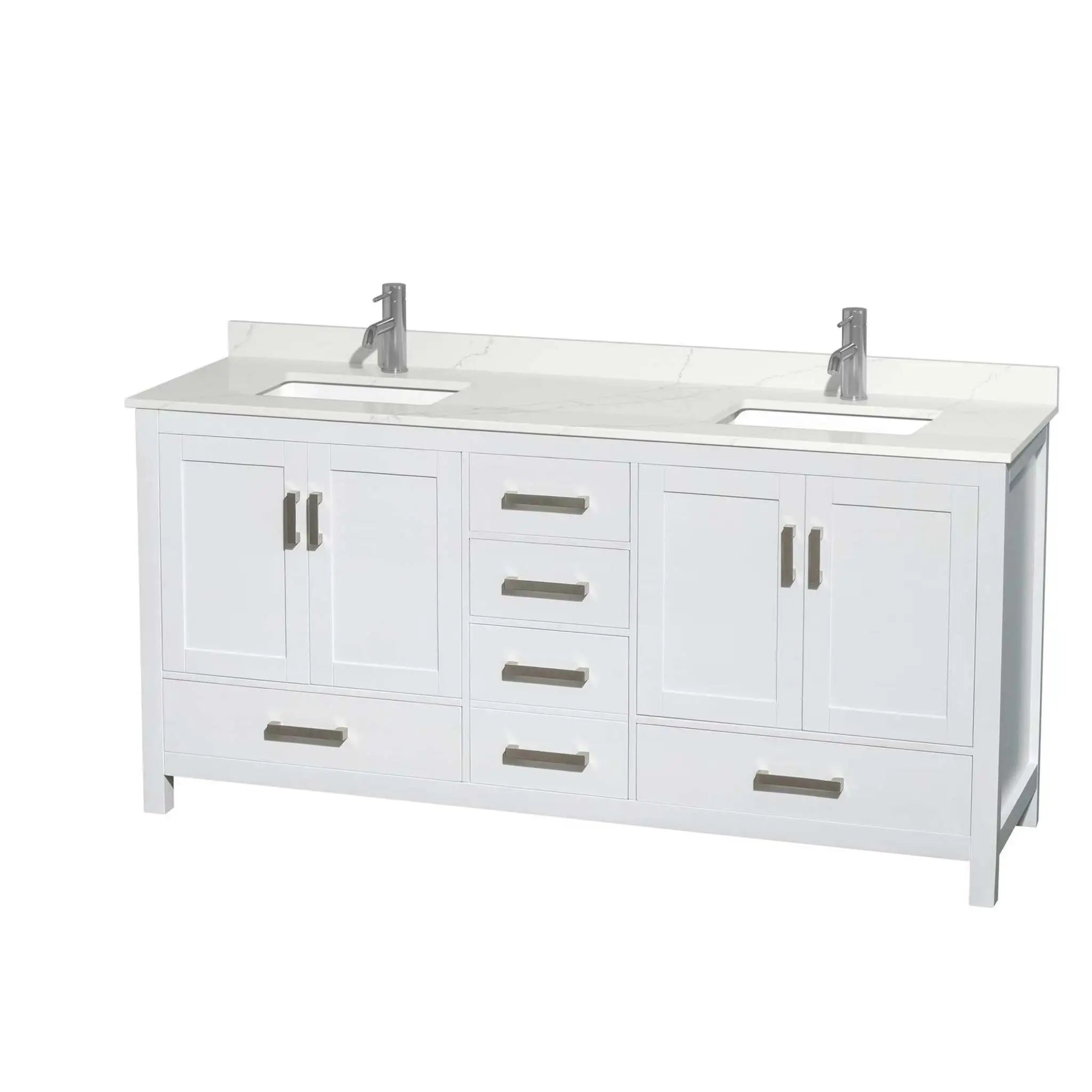 72" Sheffield Double Bathroom Vanity in White with Brushed Chrome Trim by Wyndham