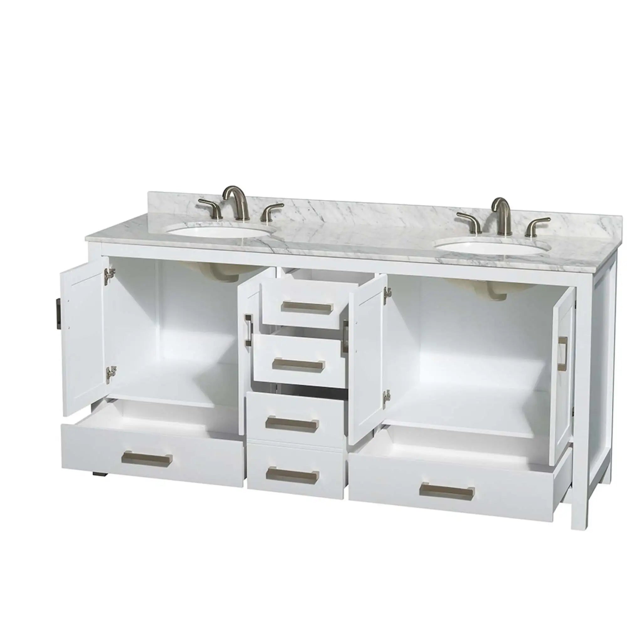 72" Sheffield Double Bathroom Vanity in White with Brushed Chrome Trim by Wyndham