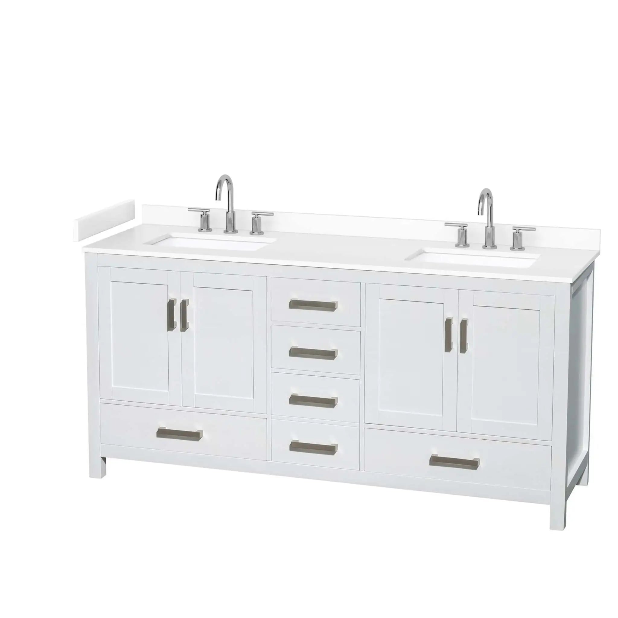 72" Sheffield Double Bathroom Vanity in White with Brushed Chrome Trim by Wyndham