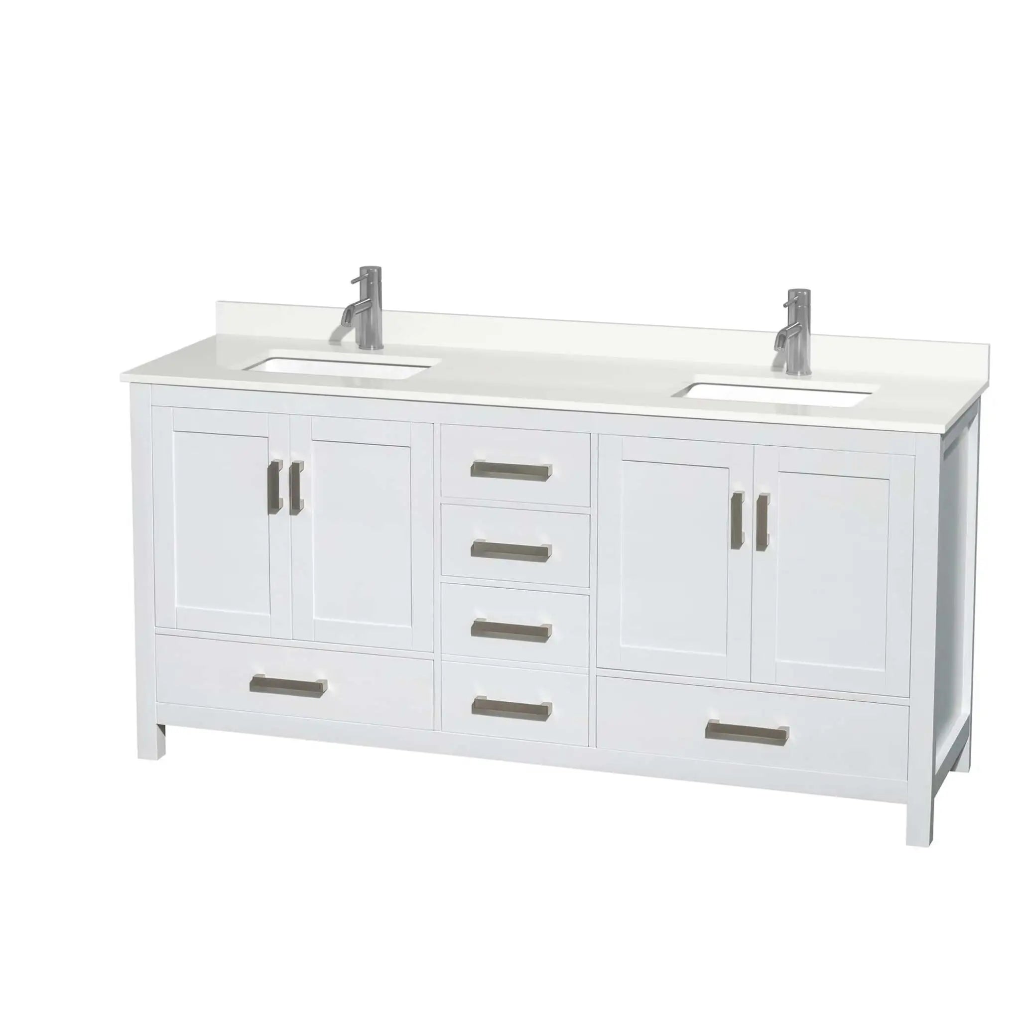 72" Sheffield Double Bathroom Vanity in White with Brushed Chrome Trim by Wyndham