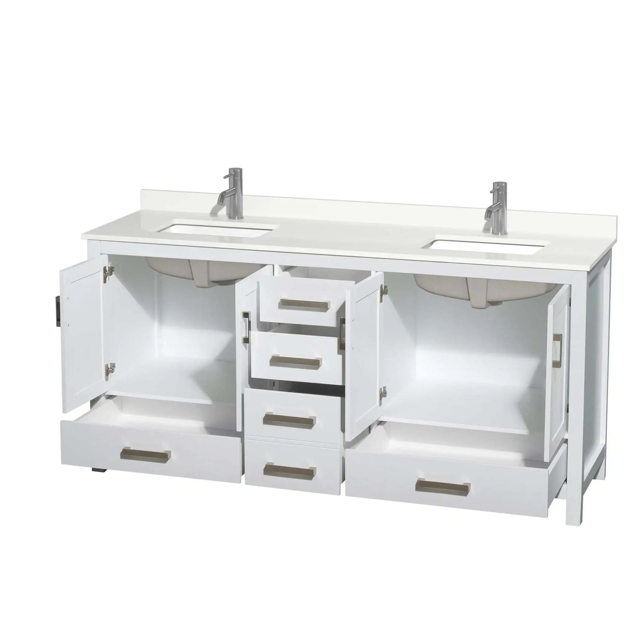 72" Sheffield Double Bathroom Vanity in White with Brushed Chrome Trim by Wyndham