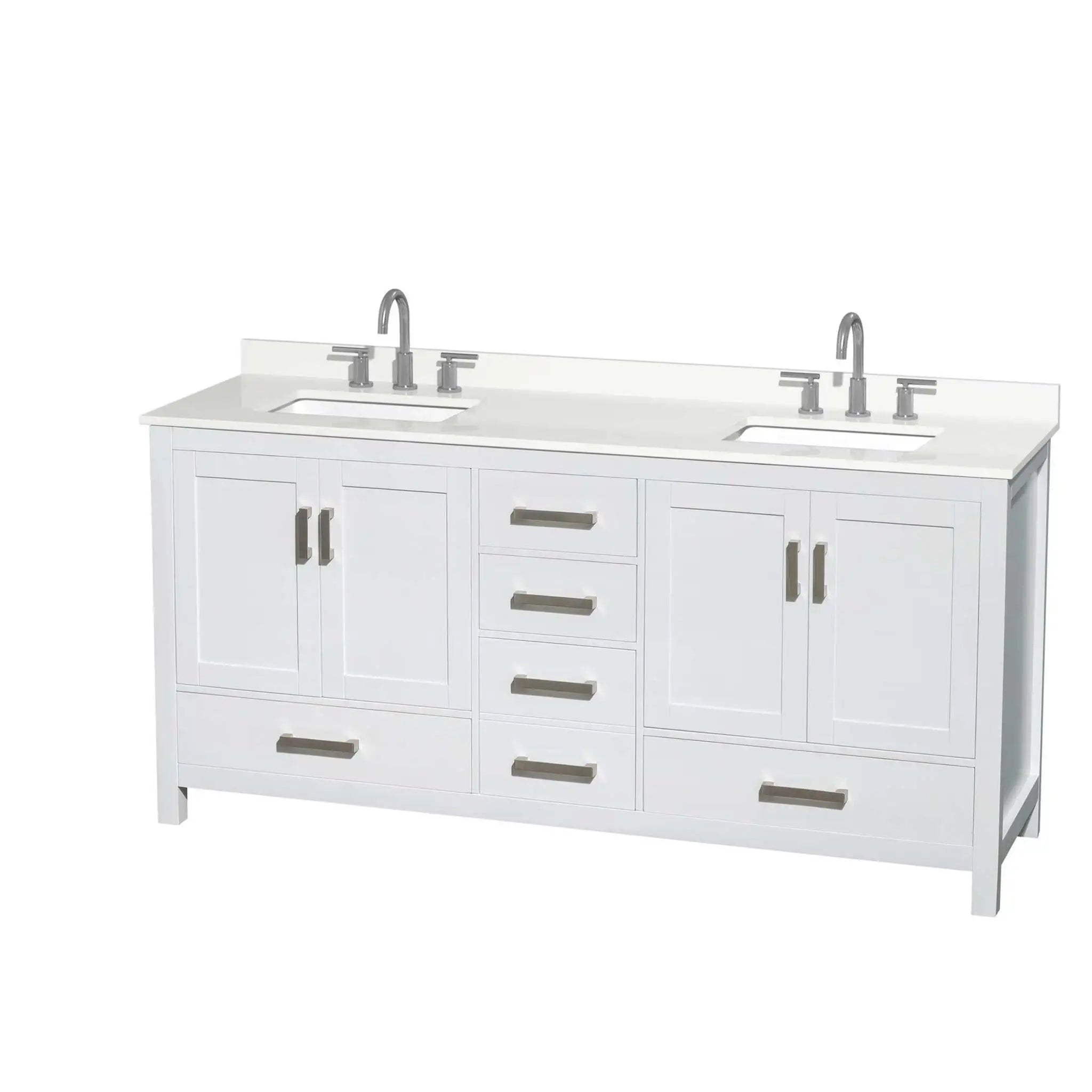 72" Sheffield Double Bathroom Vanity in White with Brushed Chrome Trim by Wyndham