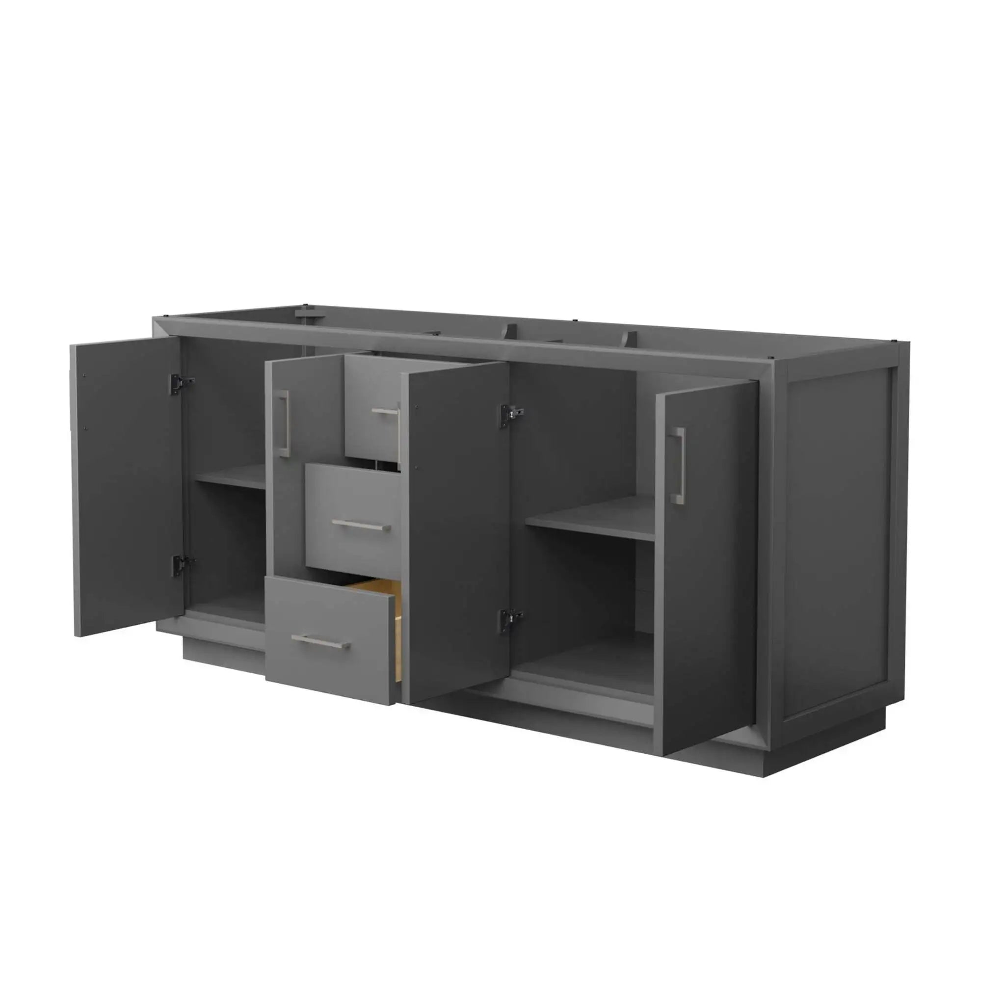 72" Strada Double Bathroom Vanity in Dark Gray with Brushed Nickel Trim by Wyndham