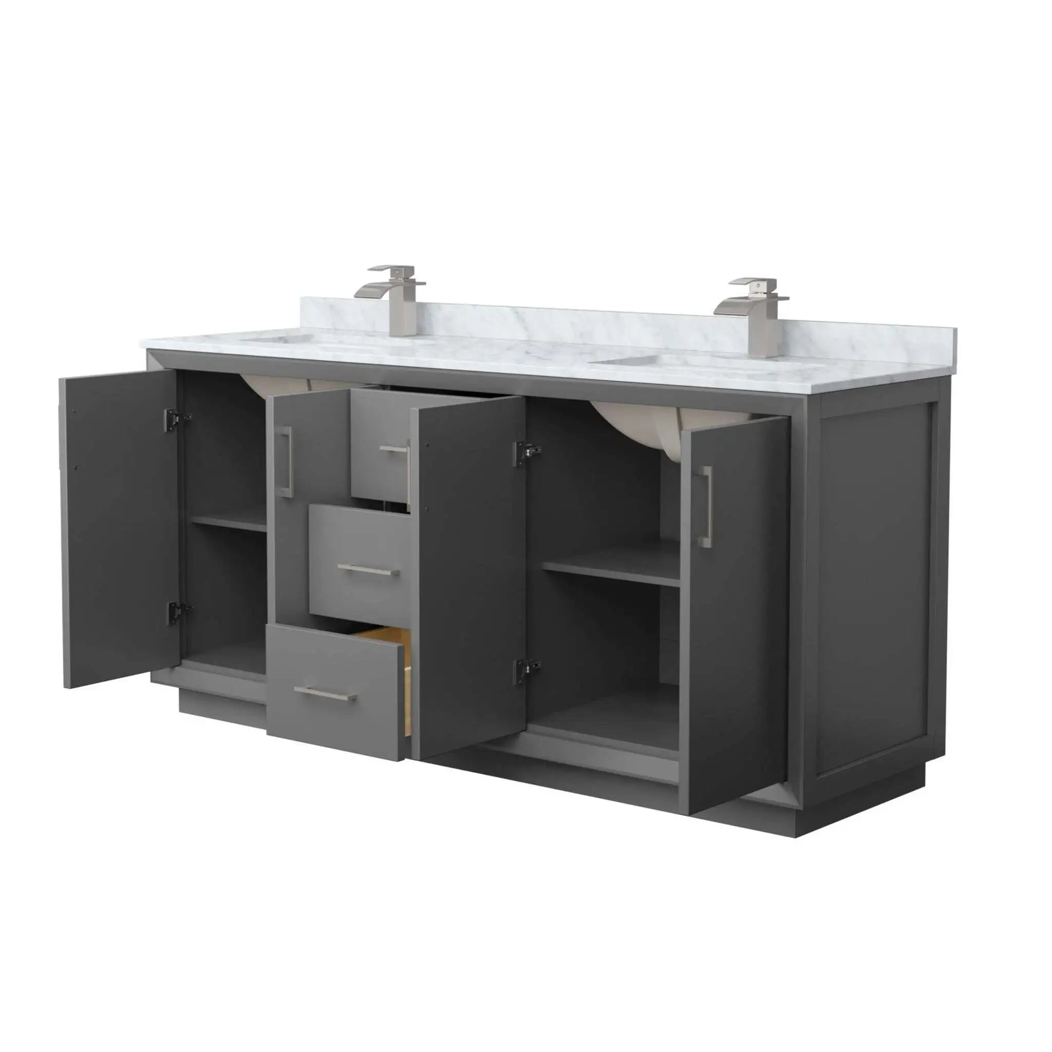 72" Strada Double Bathroom Vanity in Dark Gray with Brushed Nickel Trim by Wyndham