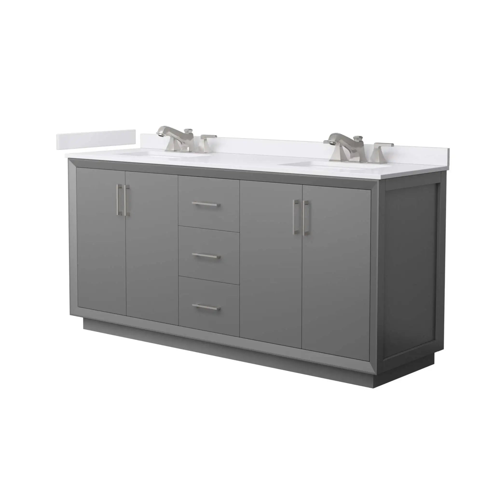72" Strada Double Bathroom Vanity in Dark Gray with Brushed Nickel Trim by Wyndham