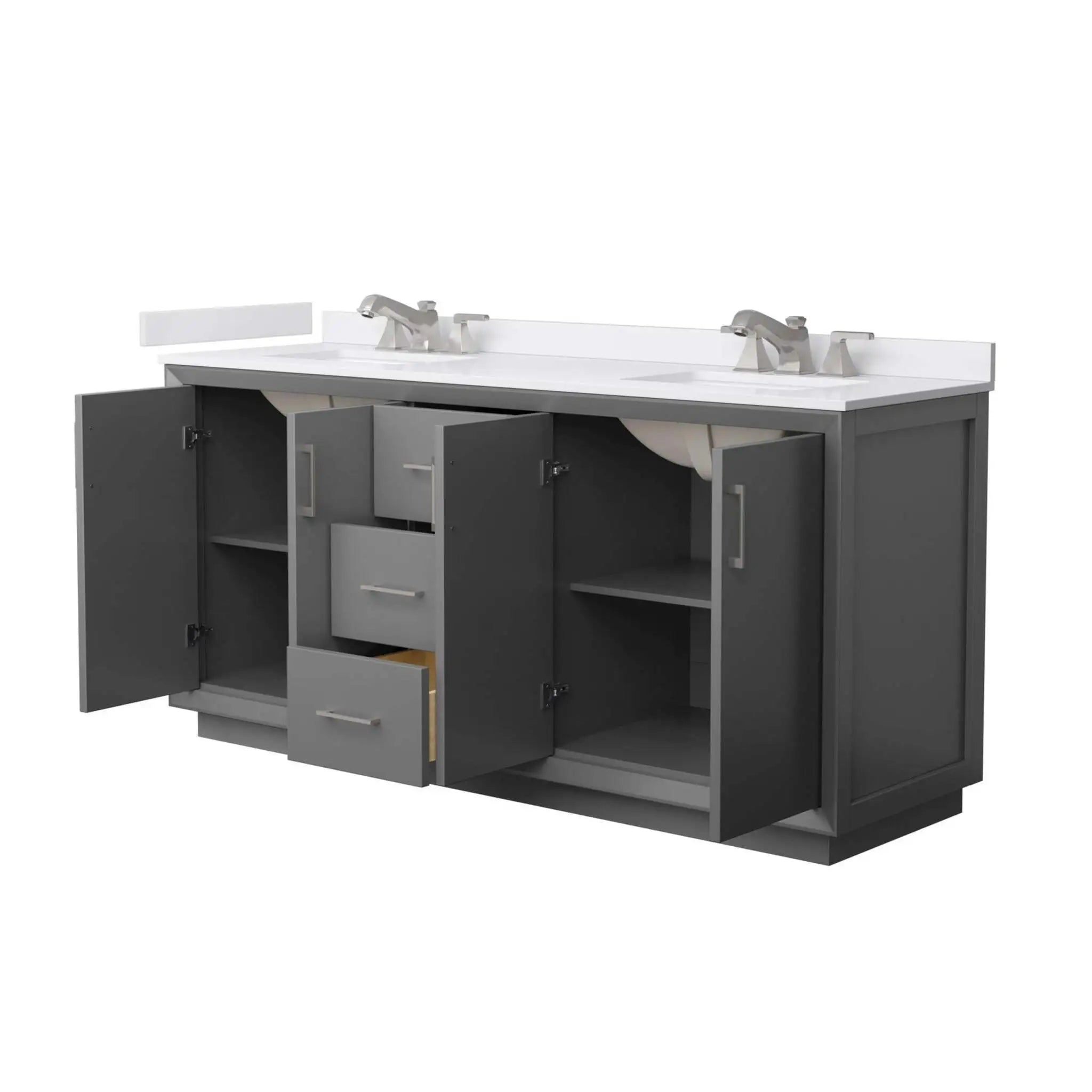 72" Strada Double Bathroom Vanity in Dark Gray with Brushed Nickel Trim by Wyndham