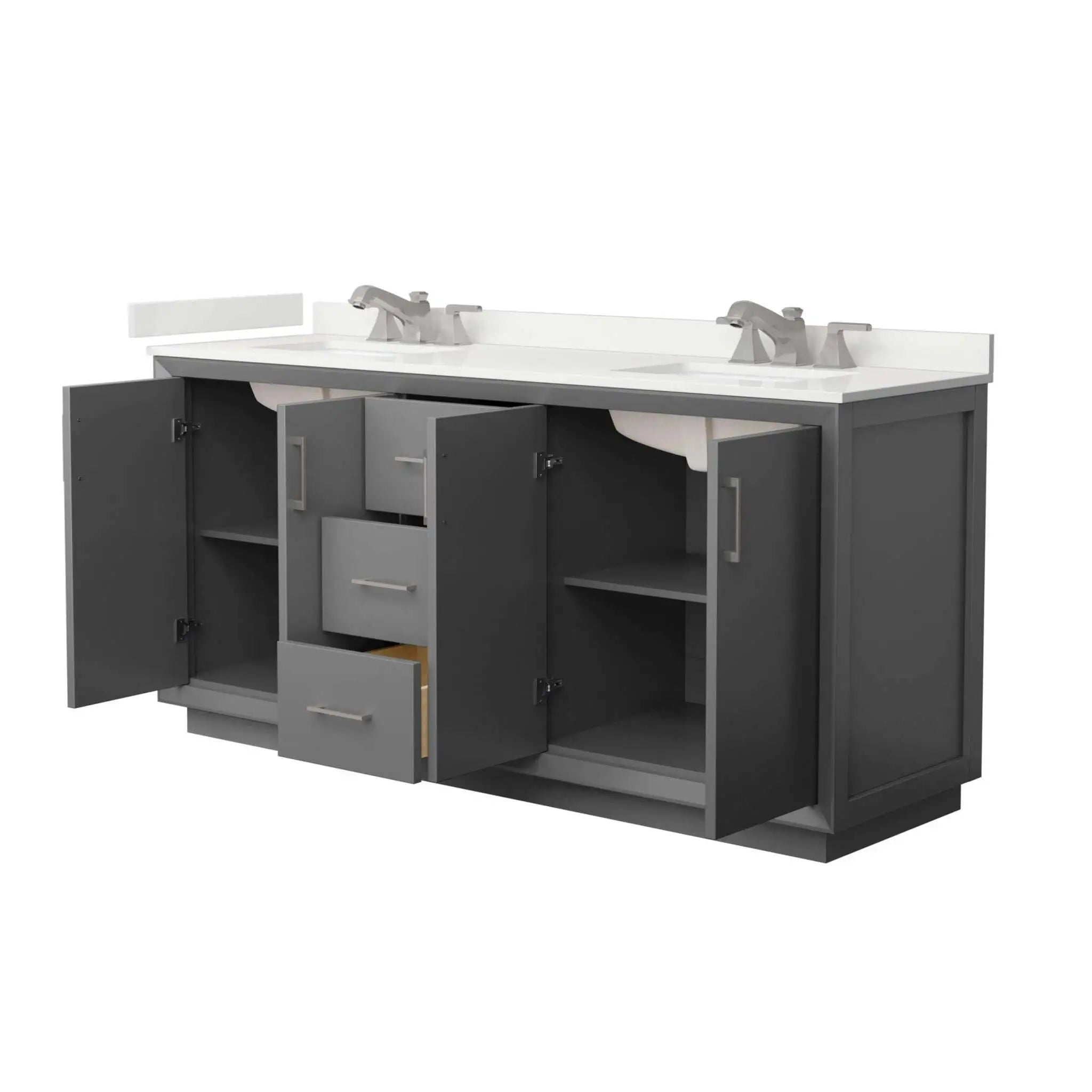 72" Strada Double Bathroom Vanity in Dark Gray with Brushed Nickel Trim by Wyndham