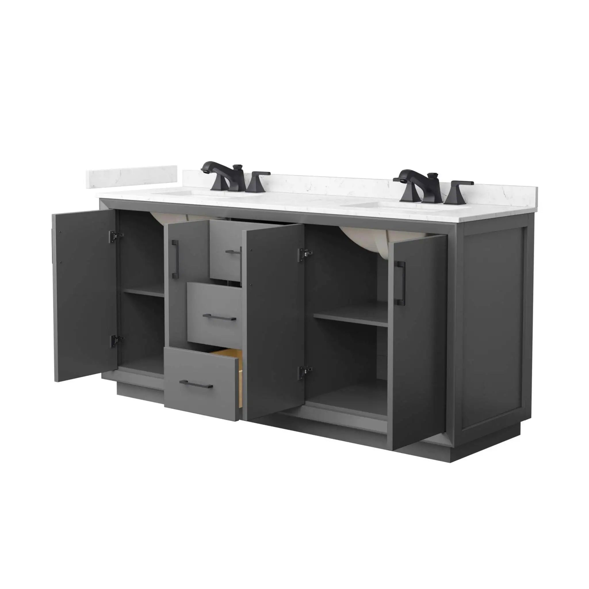 72" Strada Double Bathroom Vanity in Dark Gray with Matte Black Trim by Wyndham