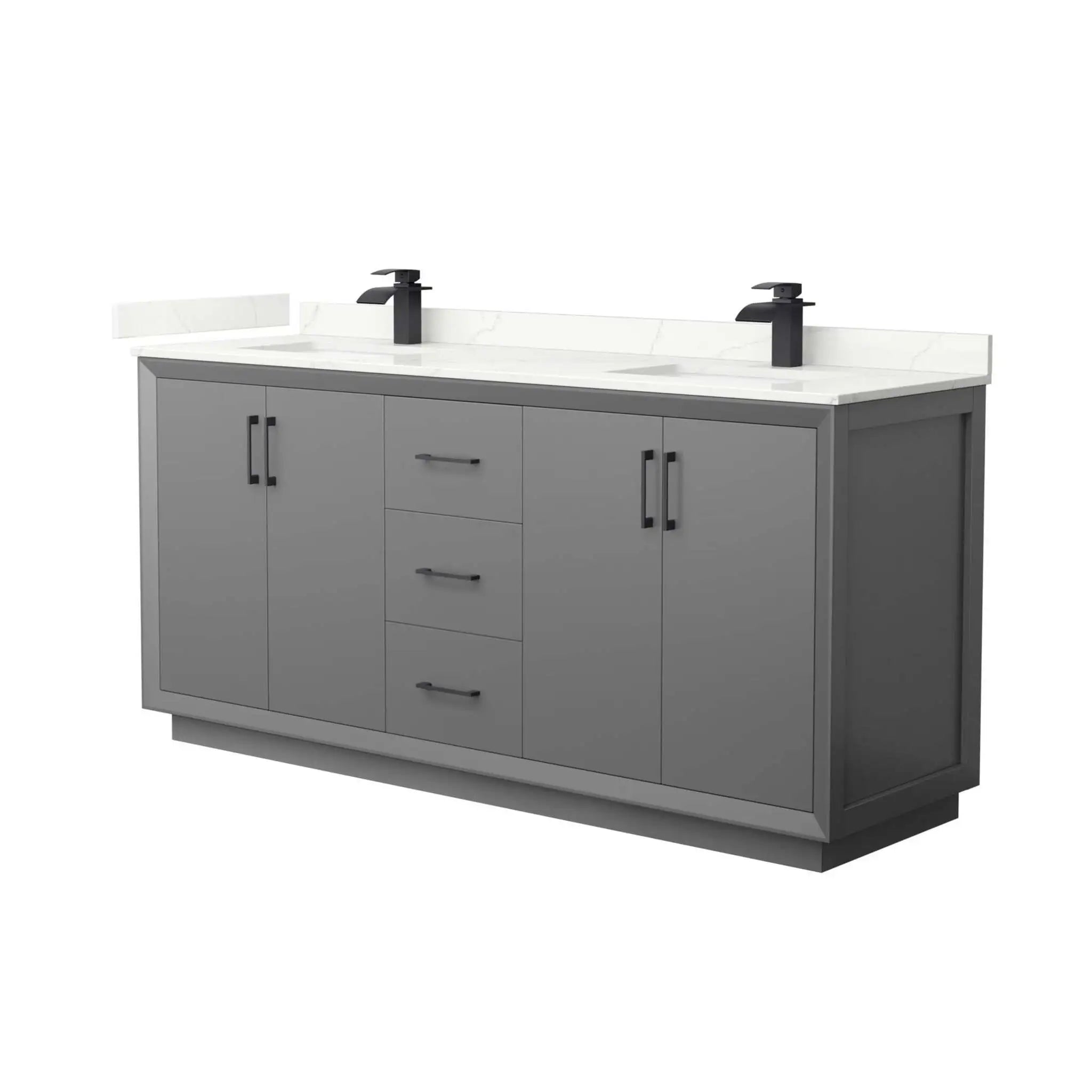 72" Strada Double Bathroom Vanity in Dark Gray with Matte Black Trim by Wyndham