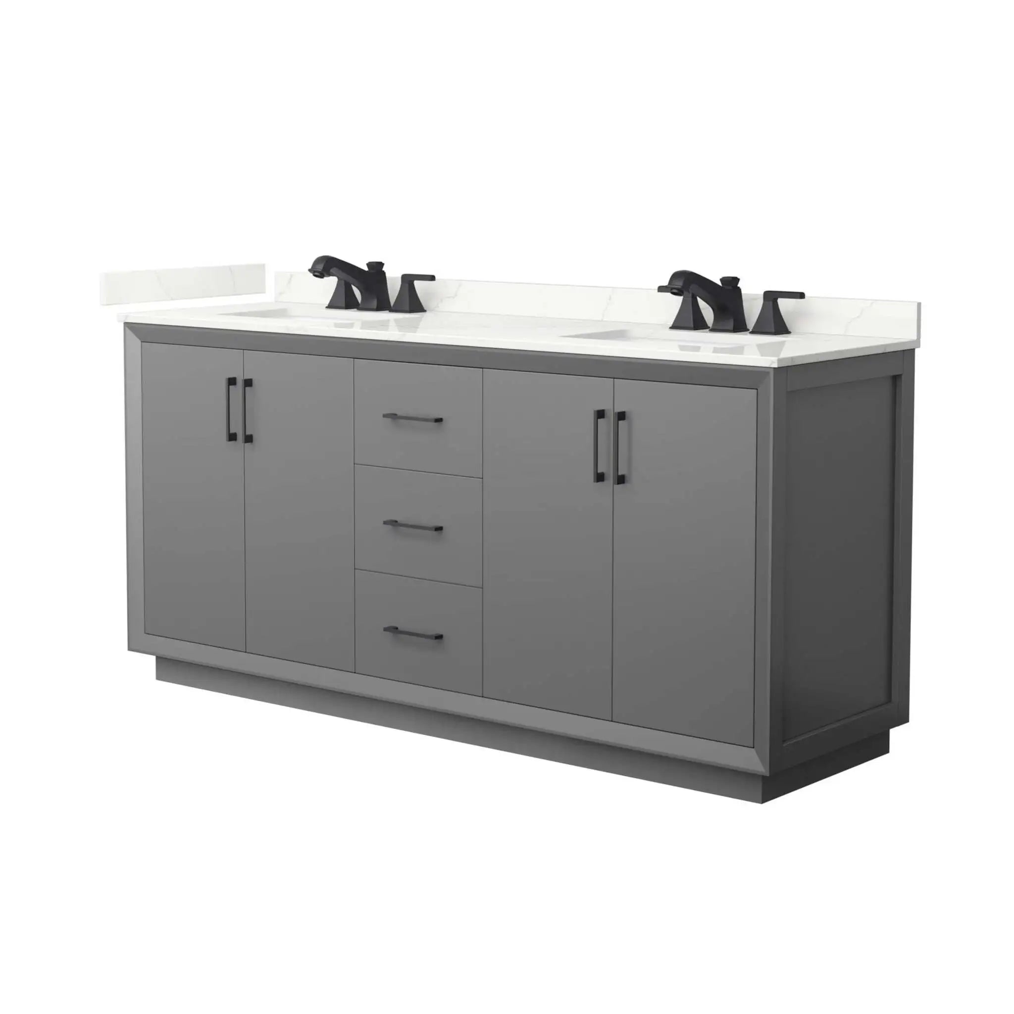 72" Strada Double Bathroom Vanity in Dark Gray with Matte Black Trim by Wyndham