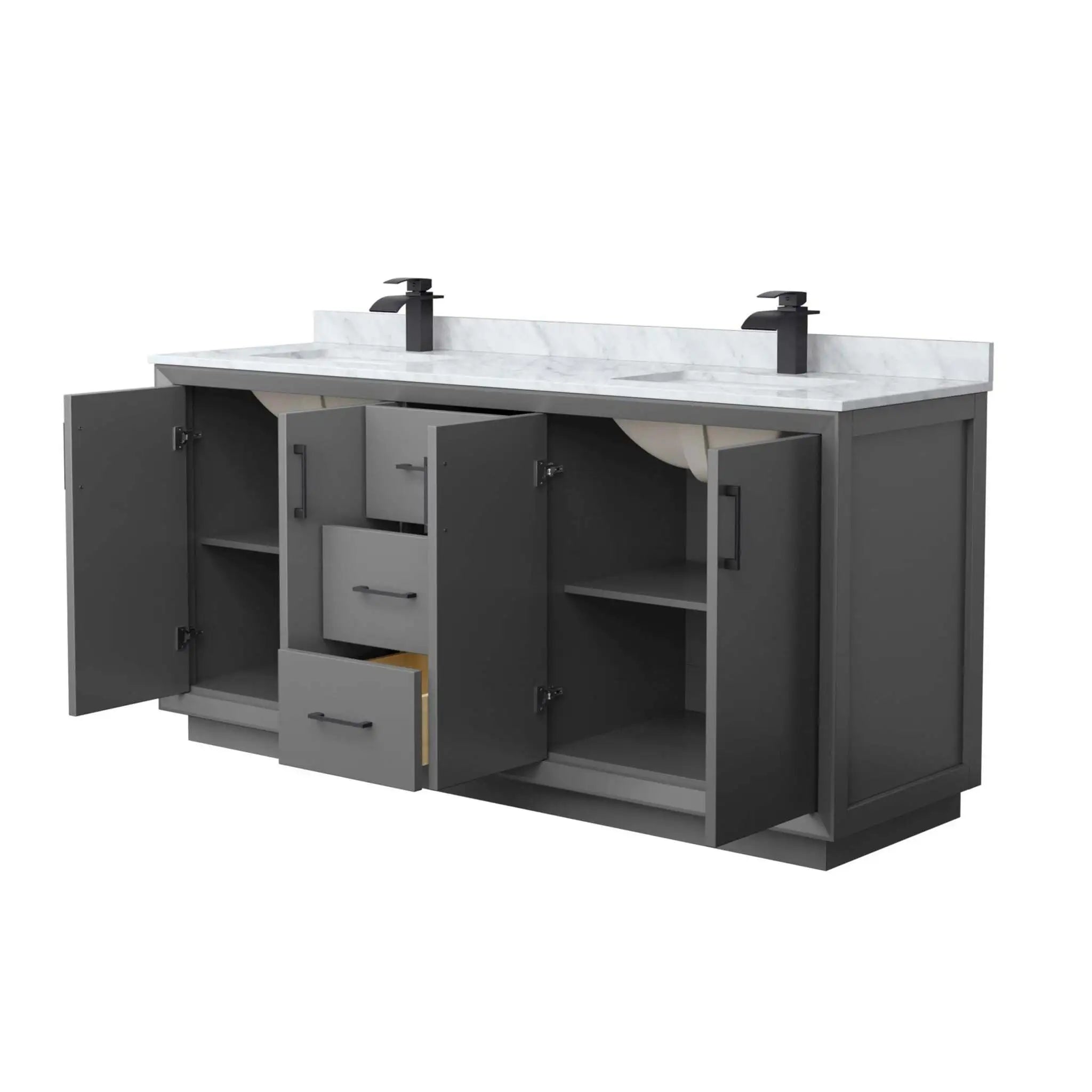 72" Strada Double Bathroom Vanity in Dark Gray with Matte Black Trim by Wyndham