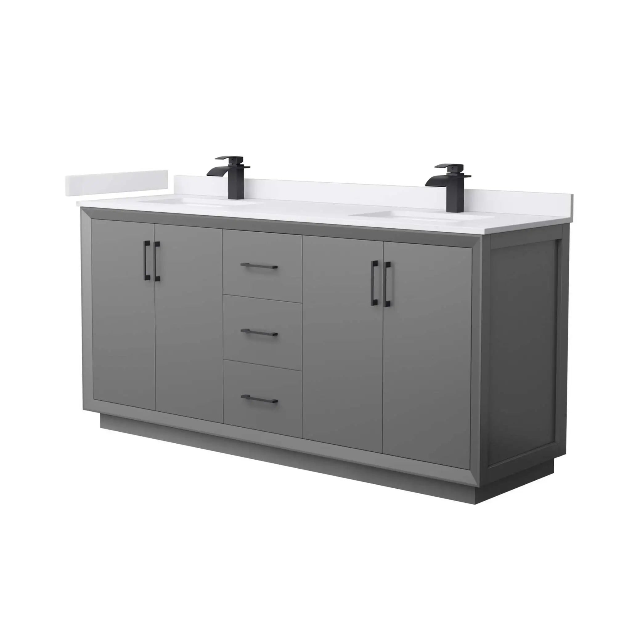 72" Strada Double Bathroom Vanity in Dark Gray with Matte Black Trim by Wyndham