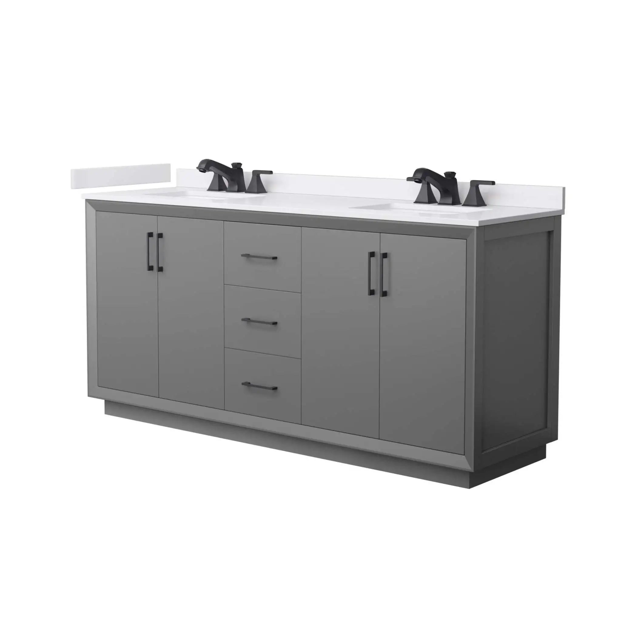72" Strada Double Bathroom Vanity in Dark Gray with Matte Black Trim by Wyndham