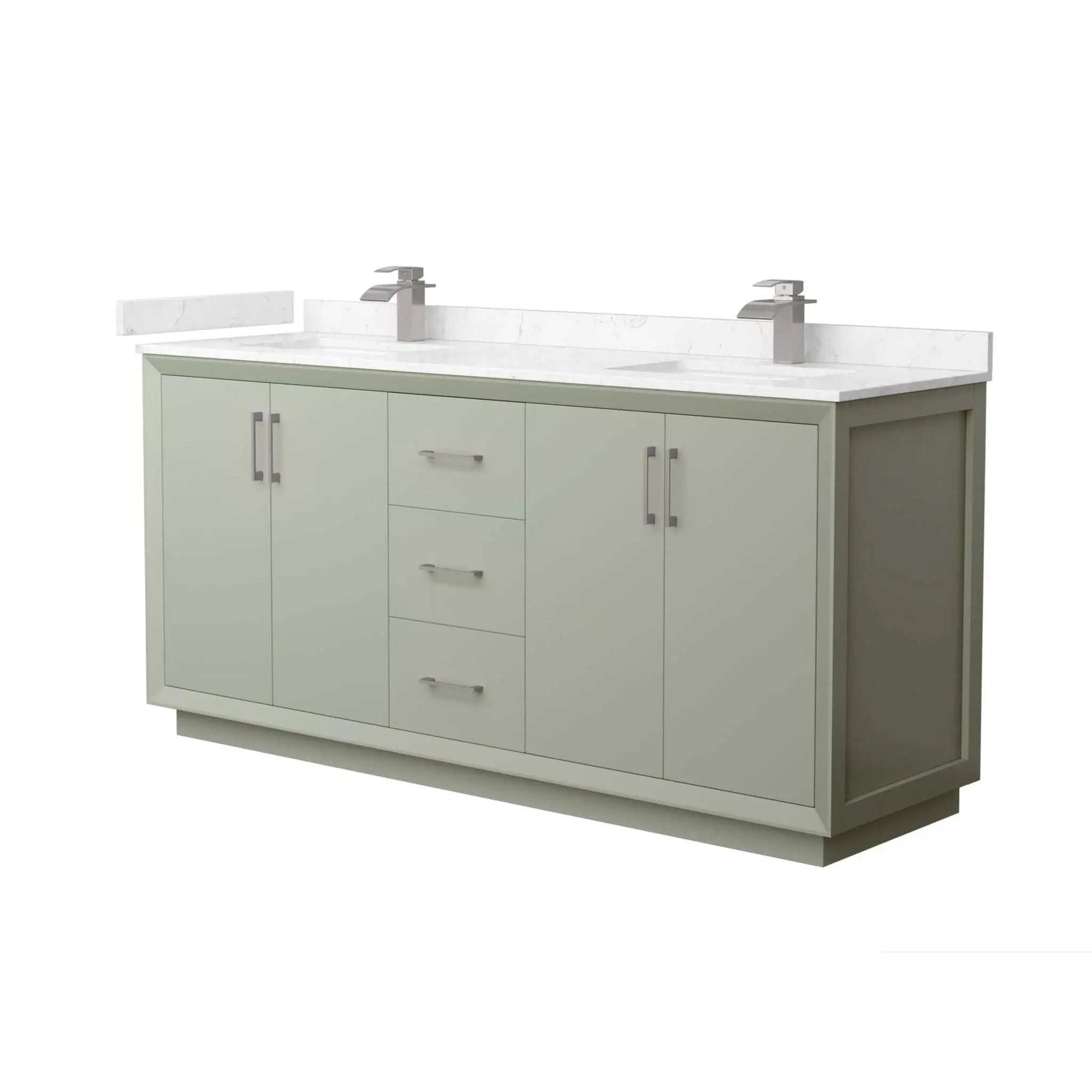 72" Strada Double Bathroom Vanity in Light Green with Brushed Nickel Trim by Wyndham