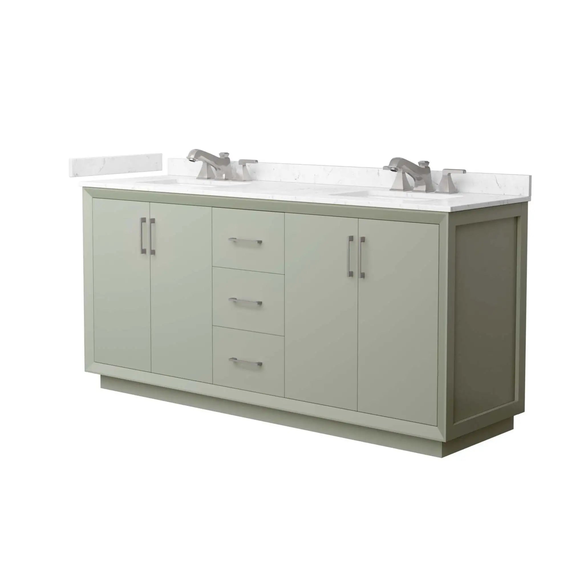 72" Strada Double Bathroom Vanity in Light Green with Brushed Nickel Trim by Wyndham