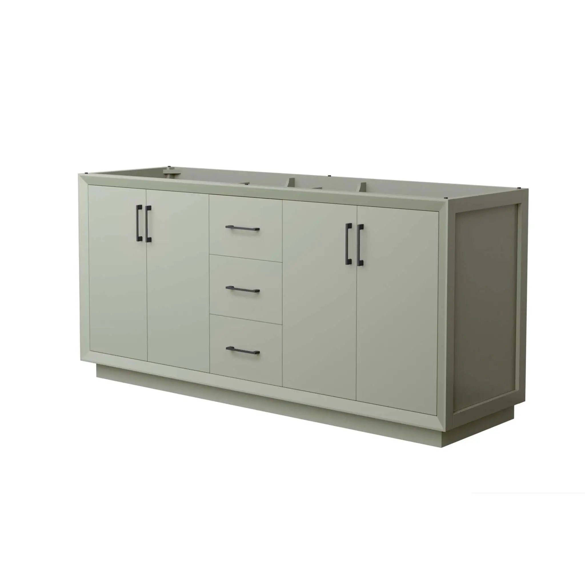 72" Strada Double Bathroom Vanity in Light Green with Matte Black Trim by Wyndham