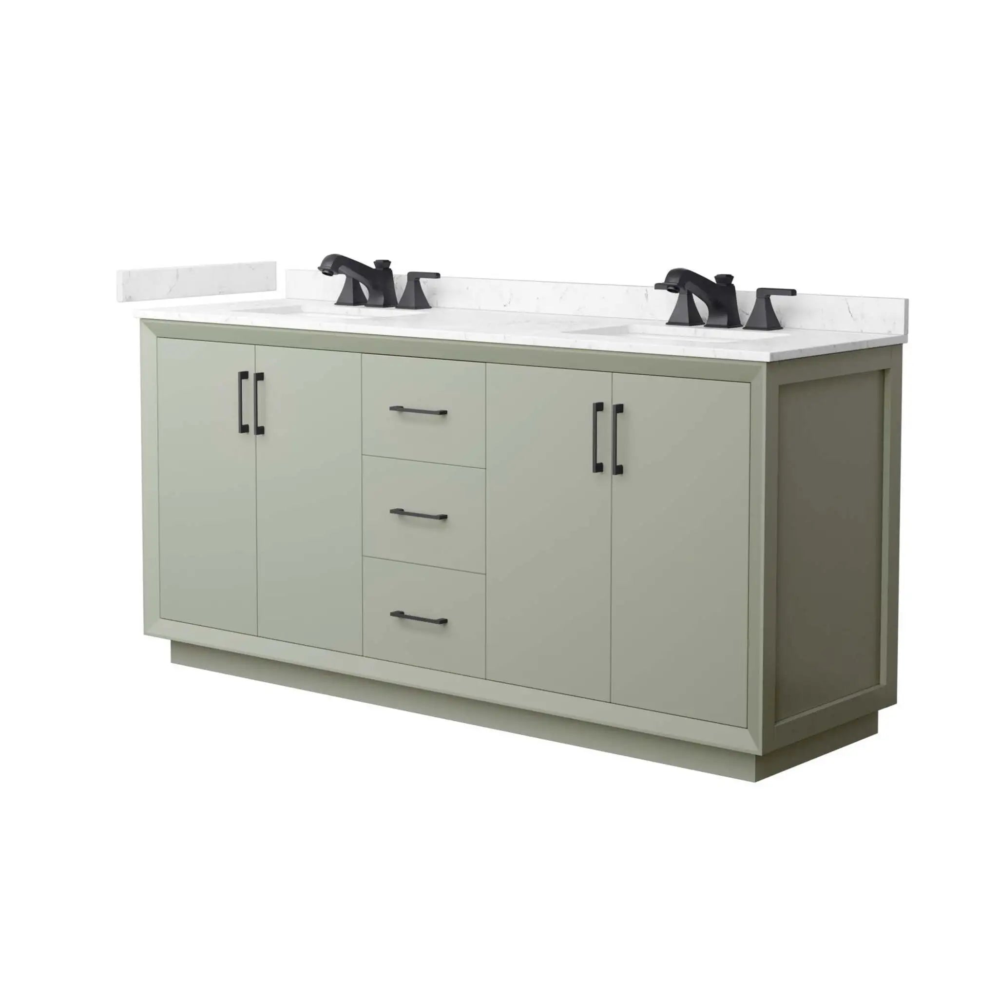 72" Strada Double Bathroom Vanity in Light Green with Matte Black Trim by Wyndham