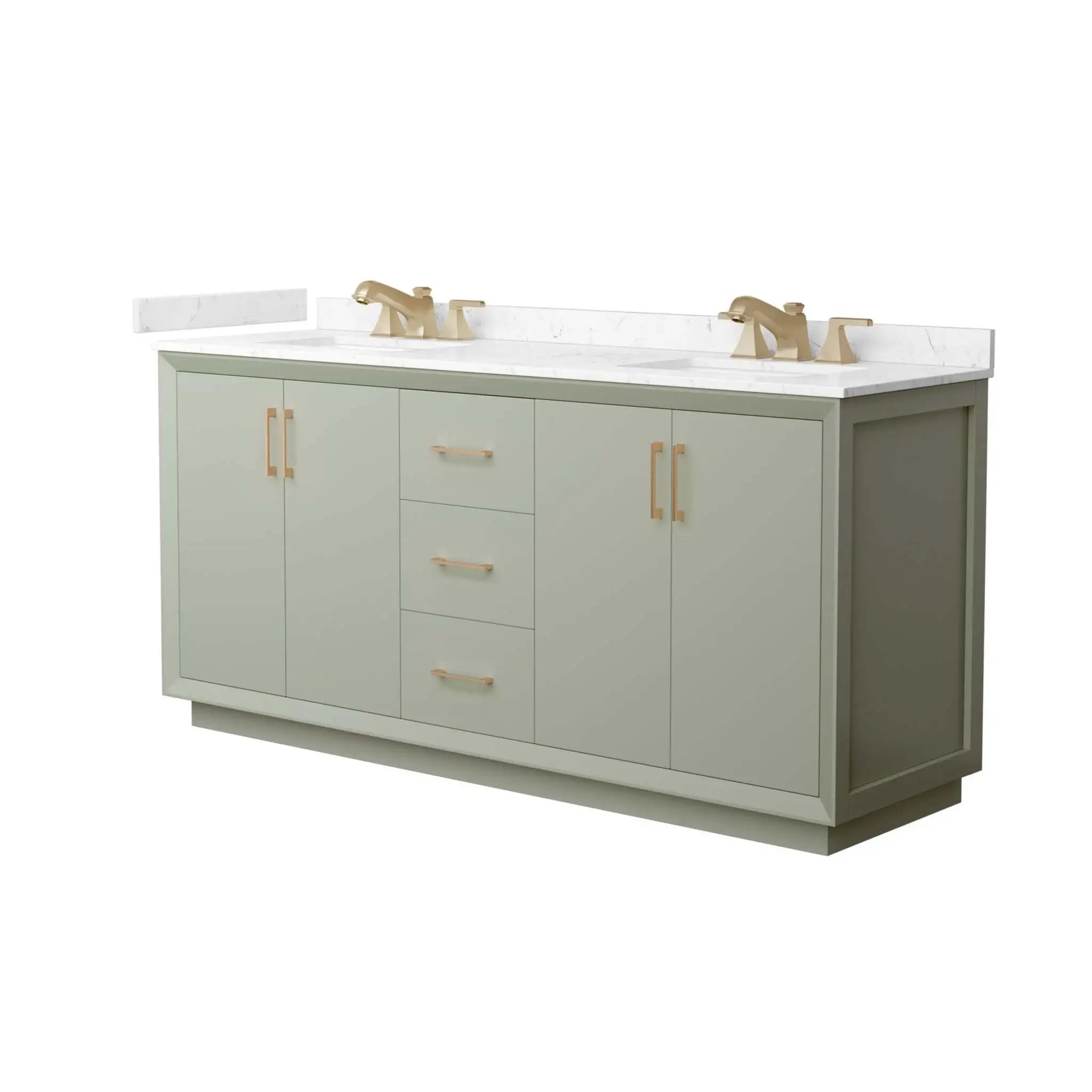 72" Strada Double Bathroom Vanity in Light Green with Satin Bronze Trim by Wyndham
