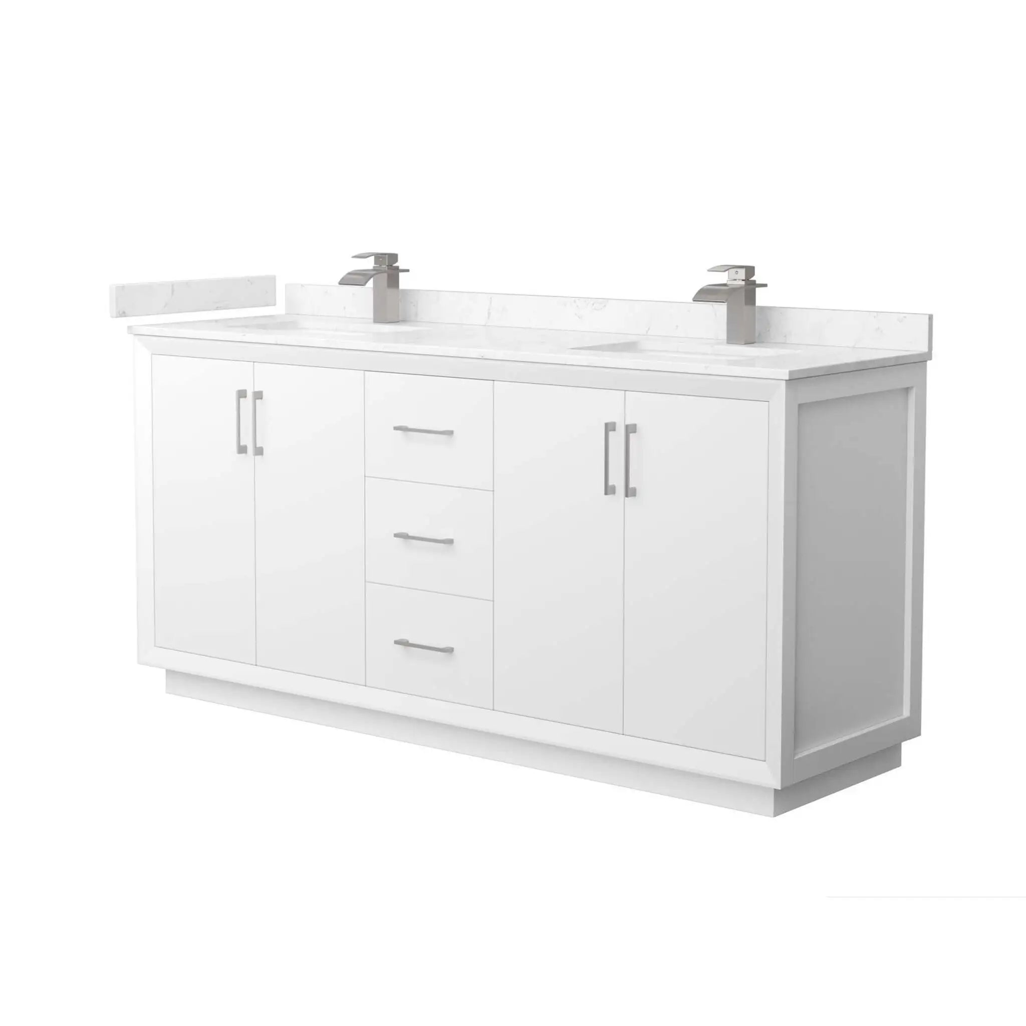 72" Strada Double Bathroom Vanity in White with Brushed Nickel Trim by Wyndham