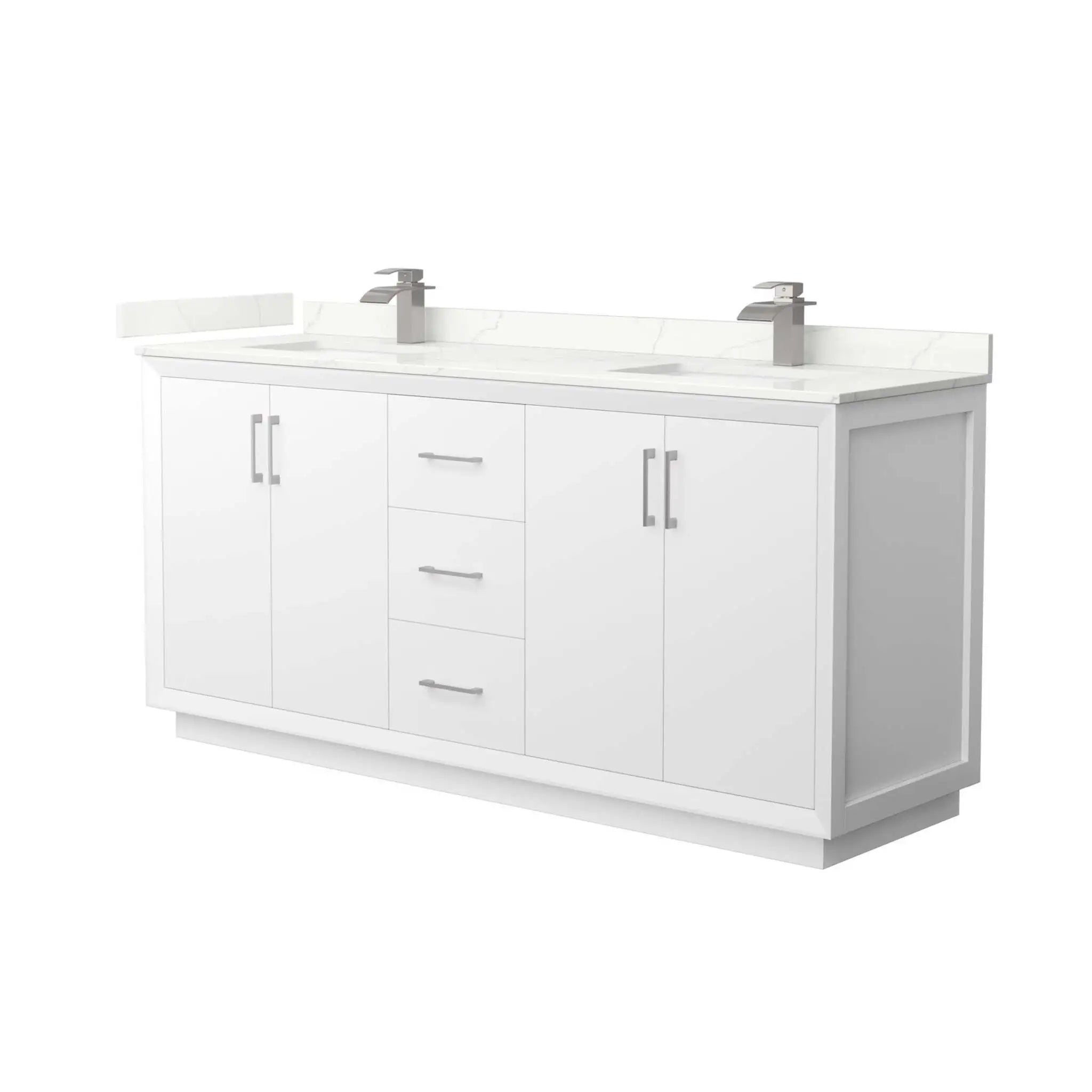 72" Strada Double Bathroom Vanity in White with Brushed Nickel Trim by Wyndham