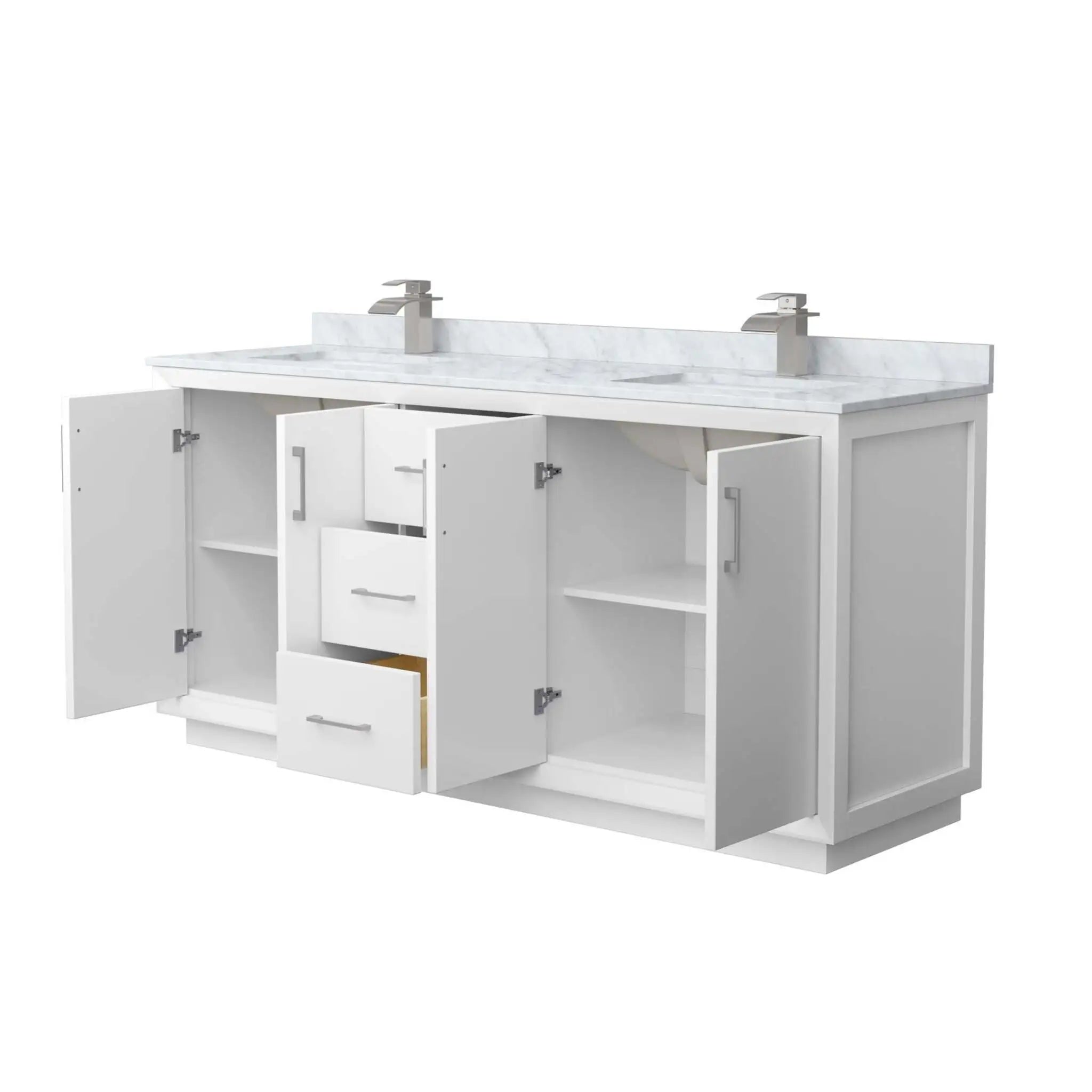 72" Strada Double Bathroom Vanity in White with Brushed Nickel Trim by Wyndham