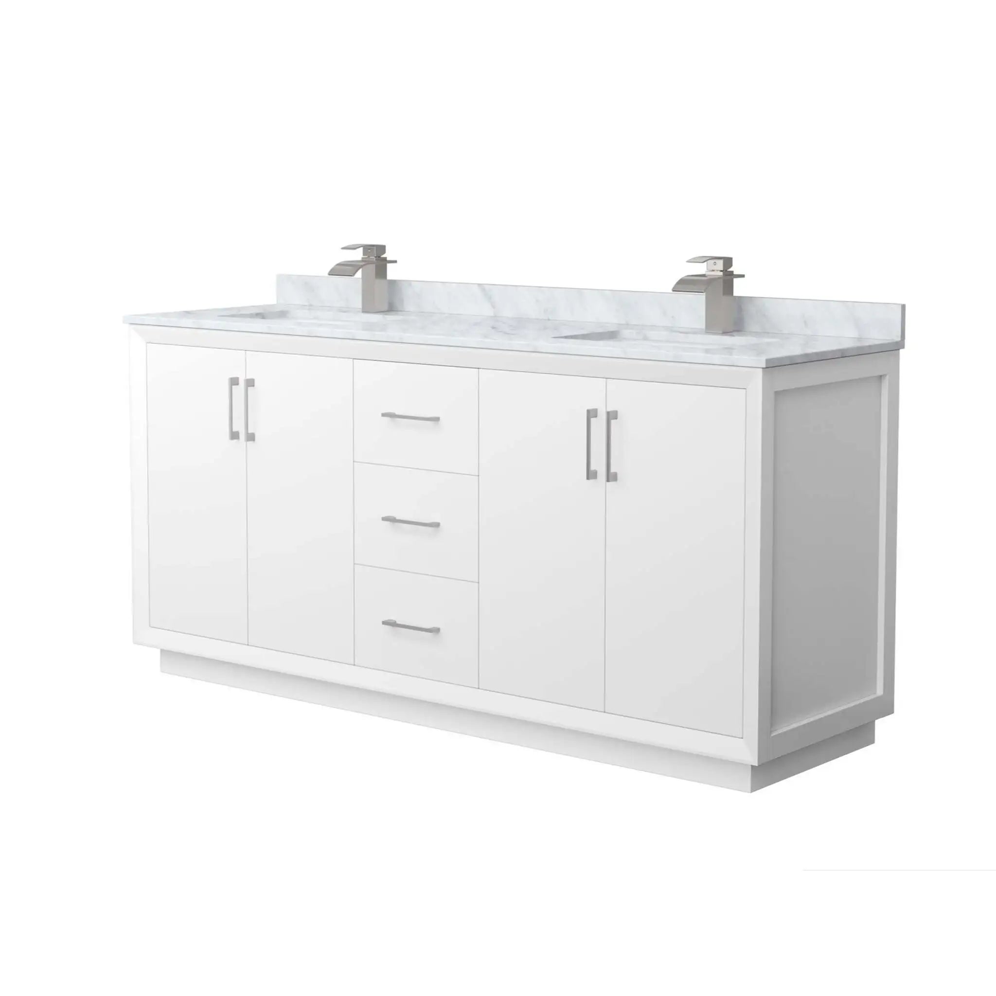 72" Strada Double Bathroom Vanity in White with Brushed Nickel Trim by Wyndham