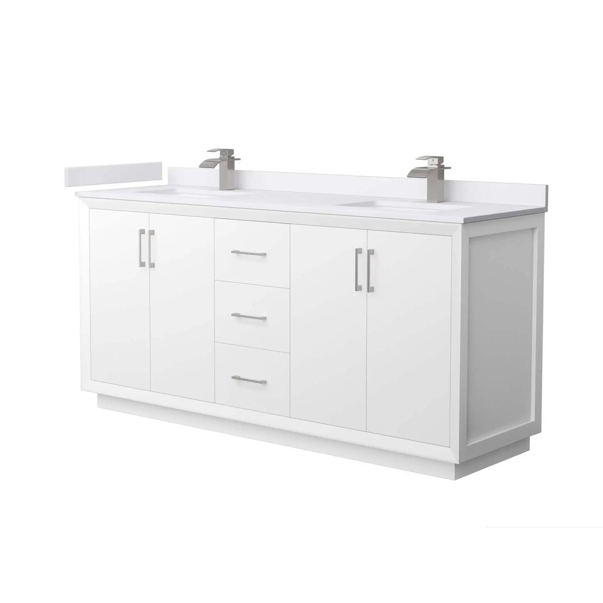 72" Strada Double Bathroom Vanity in White with Brushed Nickel Trim by Wyndham