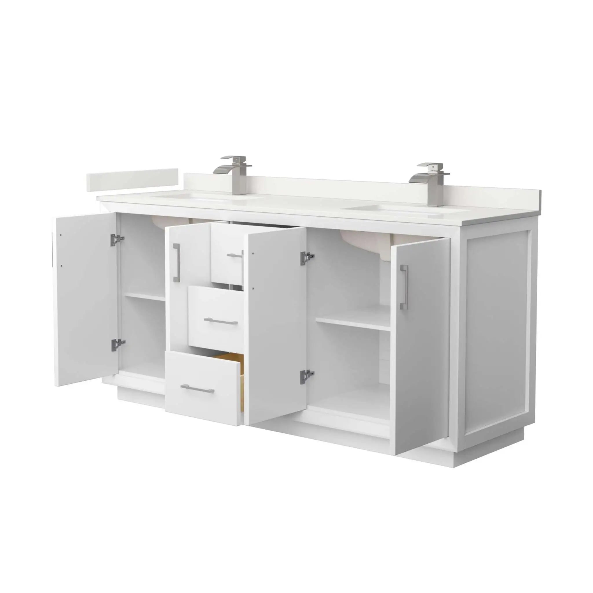 72" Strada Double Bathroom Vanity in White with Brushed Nickel Trim by Wyndham