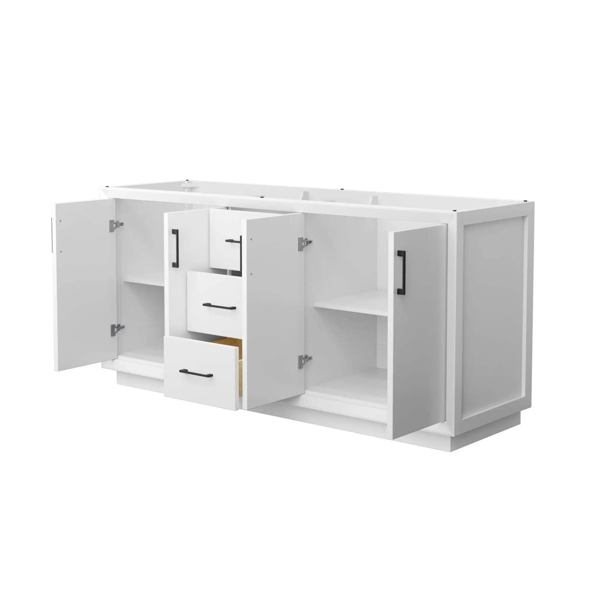 72" Strada Double Bathroom Vanity in White with Matte Black Trim by Wyndham