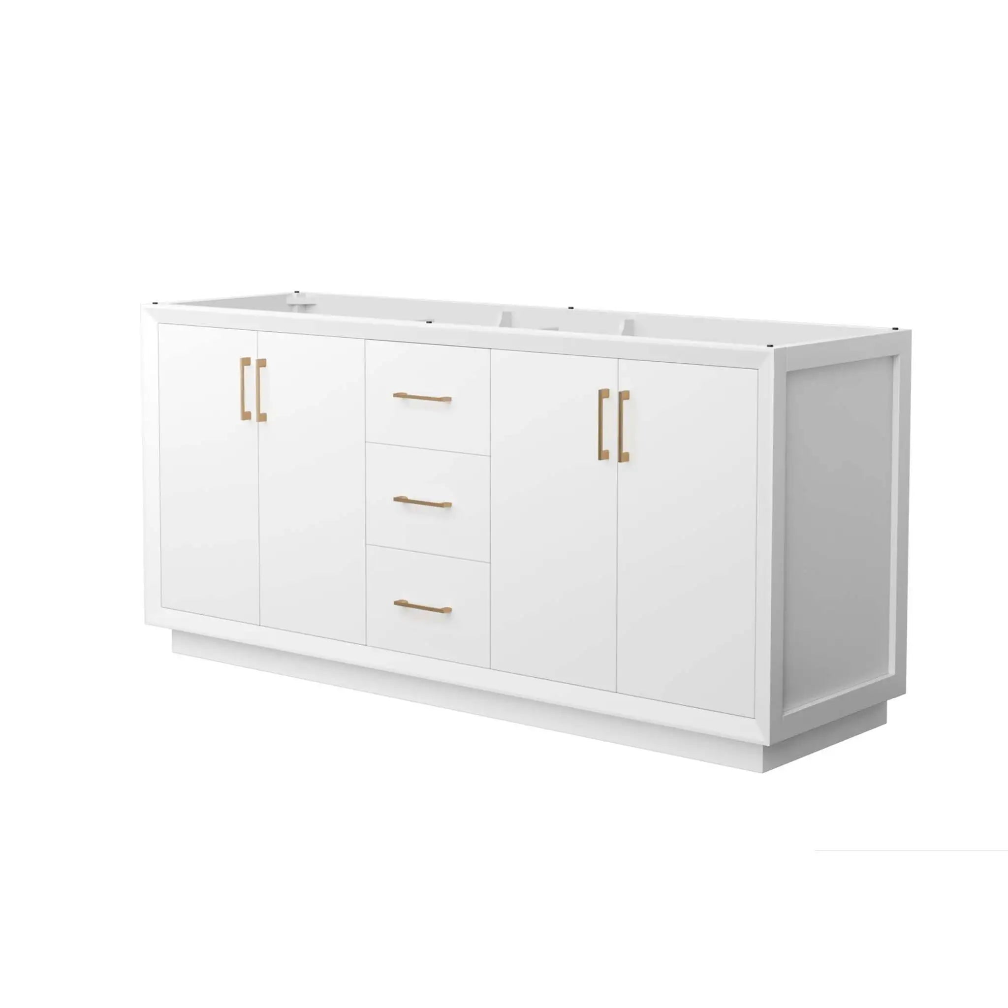 72" Strada Double Bathroom Vanity in White with Satin Bronze Trim by Wyndham