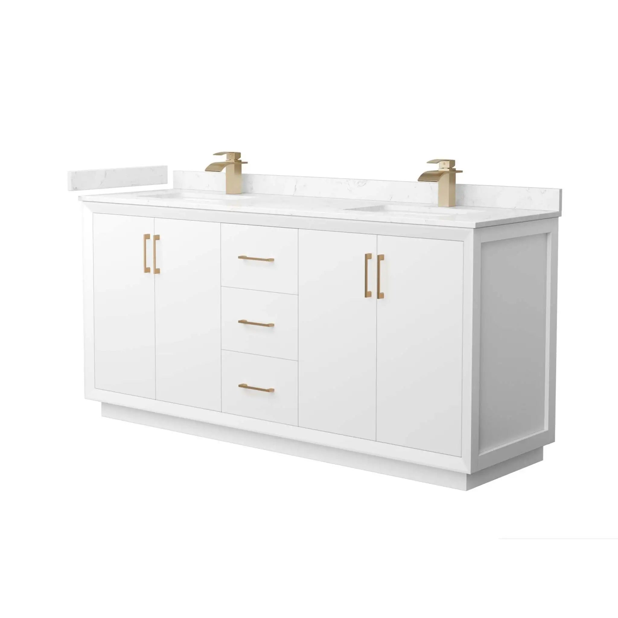 72" Strada Double Bathroom Vanity in White with Satin Bronze Trim by Wyndham