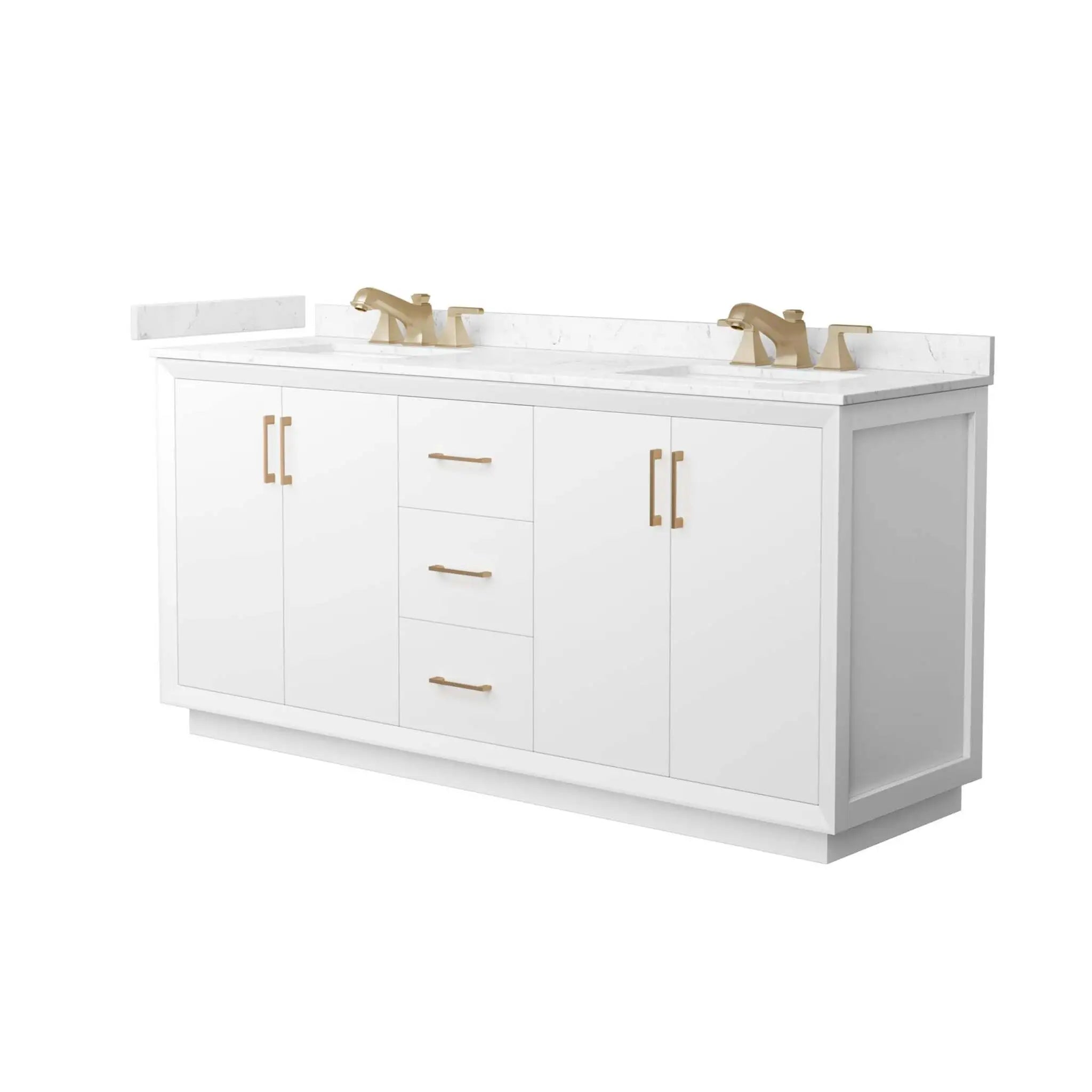 72" Strada Double Bathroom Vanity in White with Satin Bronze Trim by Wyndham