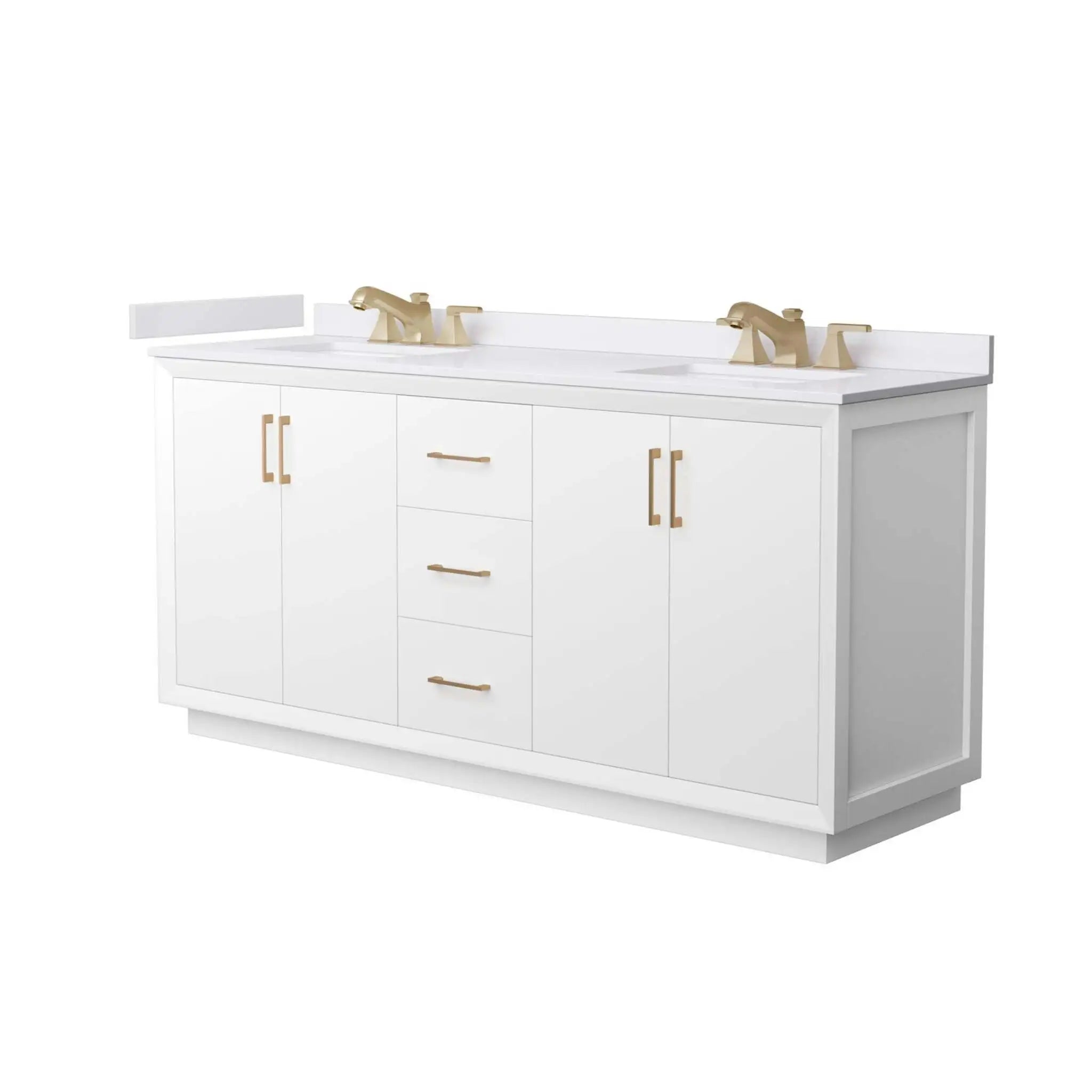72" Strada Double Bathroom Vanity in White with Satin Bronze Trim by Wyndham