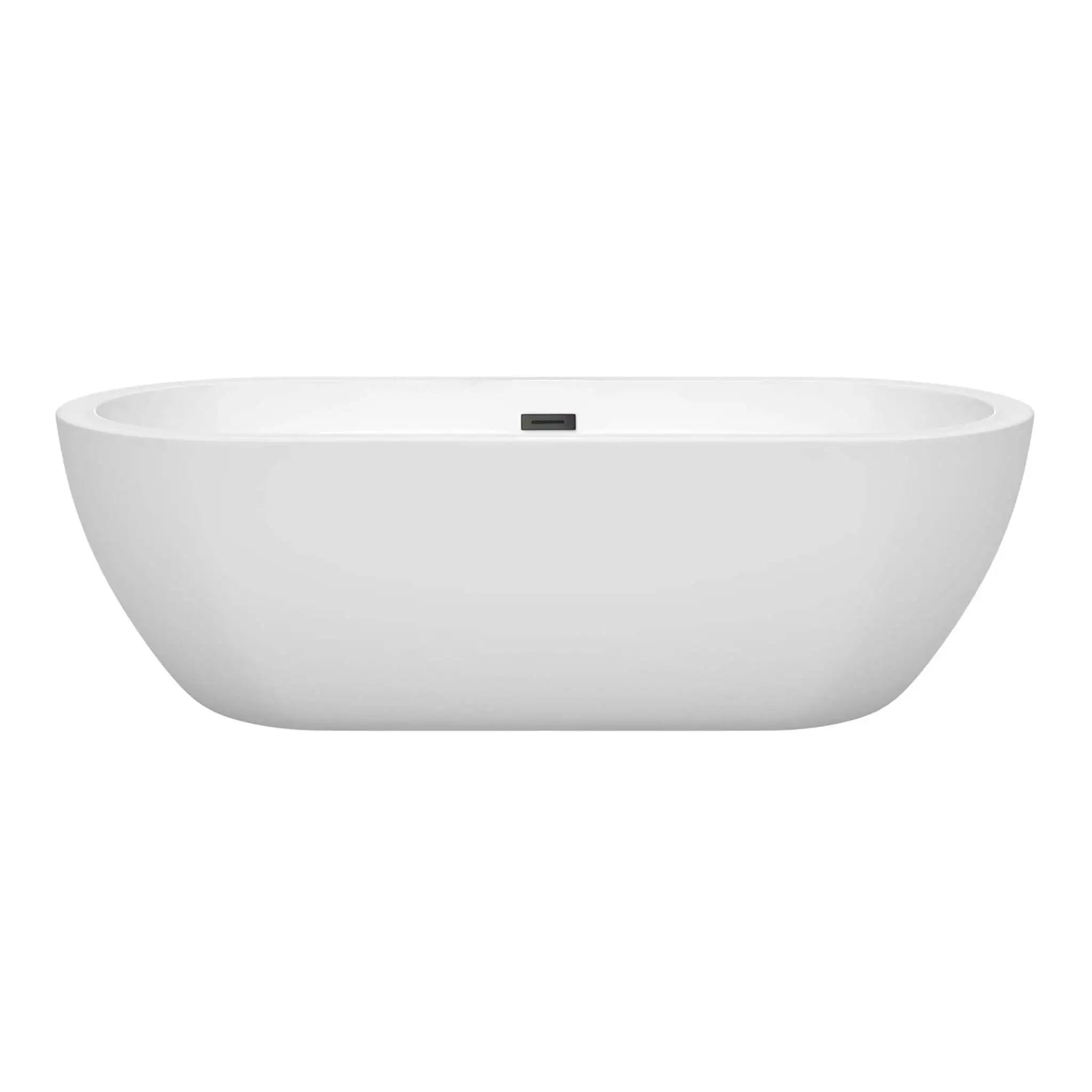 72" White Freestanding Bathtub, Matte Black Trim - Soho by Wyndham (WCOBT100272MBTRIM) image 2