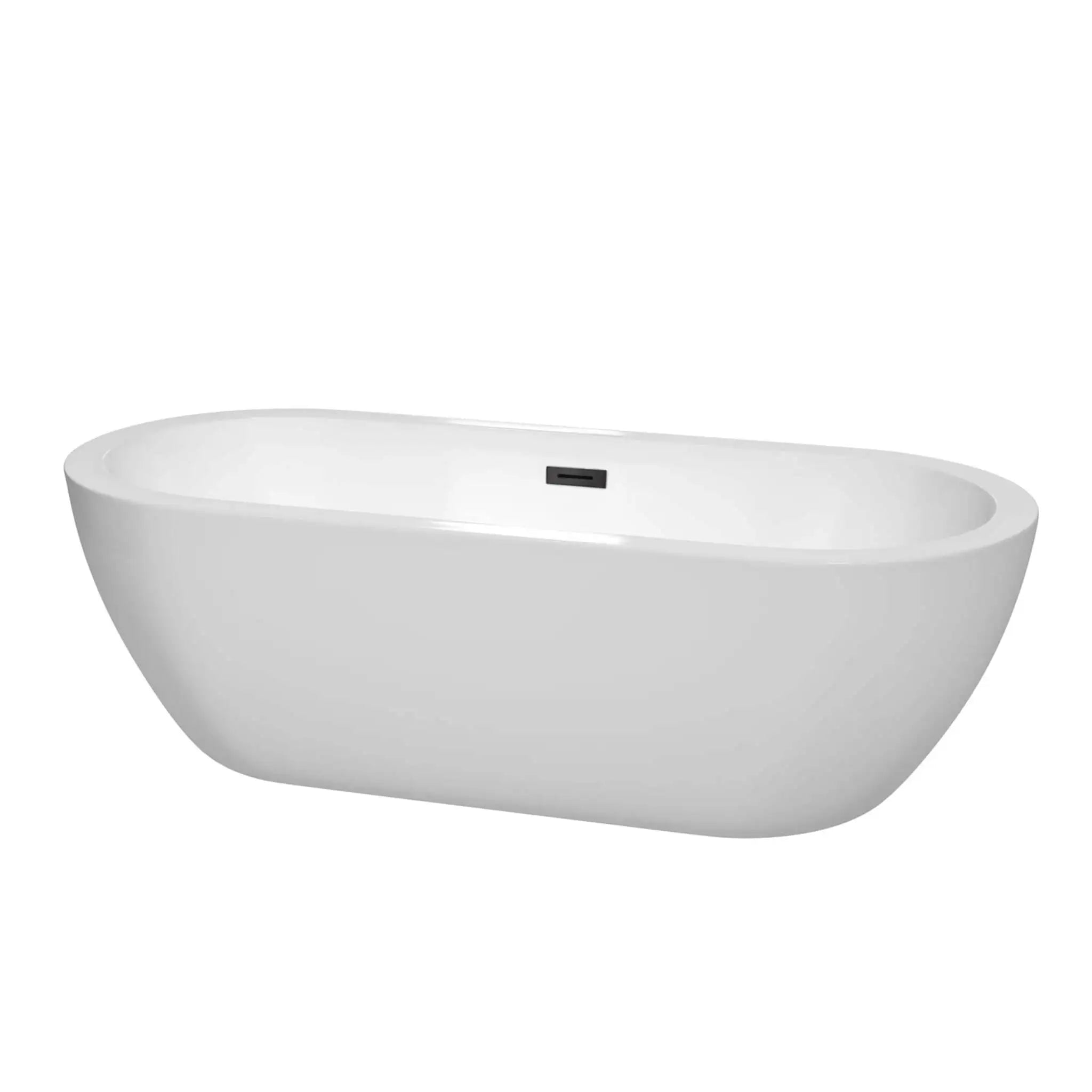 72" White Freestanding Bathtub, Matte Black Trim - Soho by Wyndham (WCOBT100272MBTRIM) image