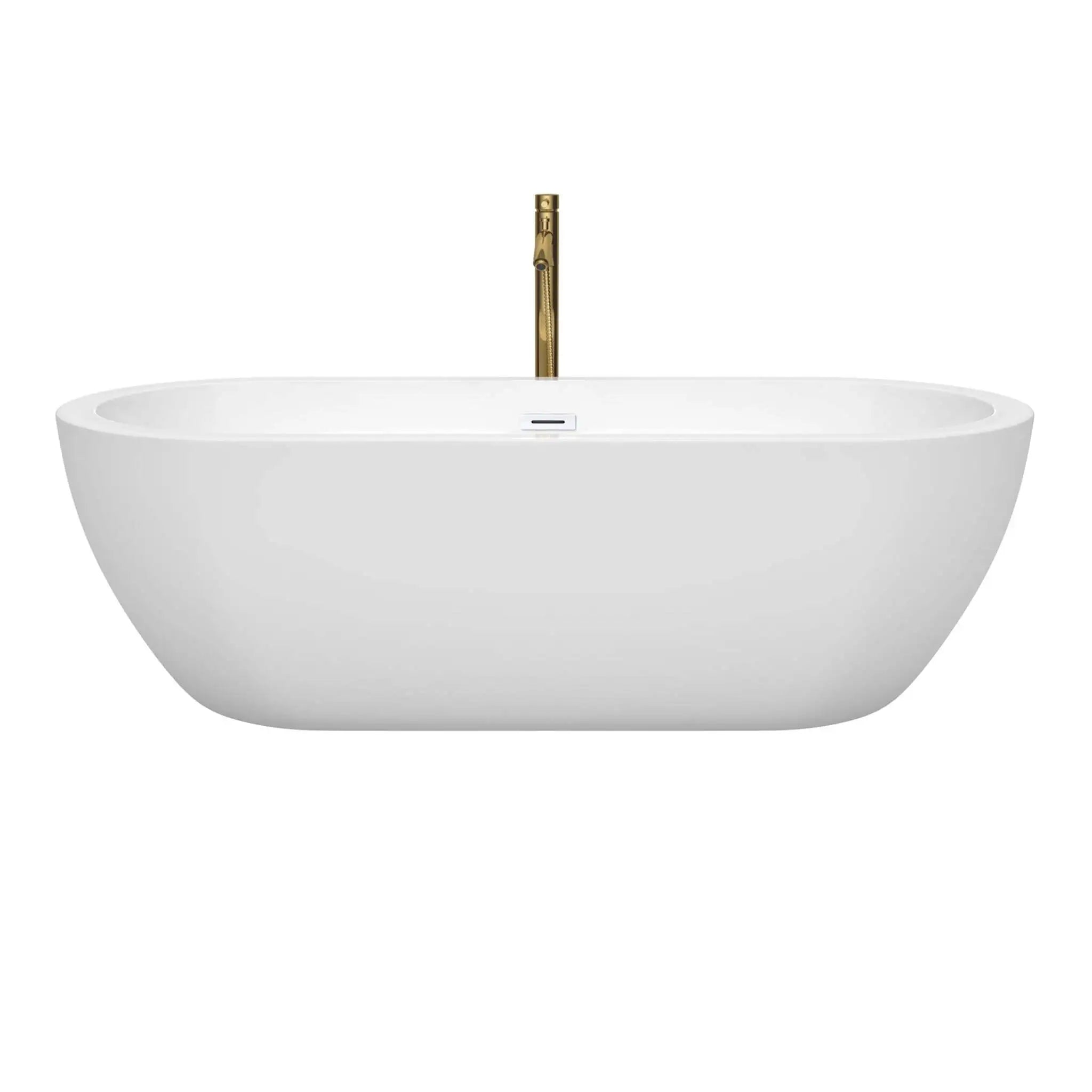72" White Freestanding Bathtub with Brushed Gold Faucet - Soho by Wyndham (WCOBT100272SWATPGD) image 2