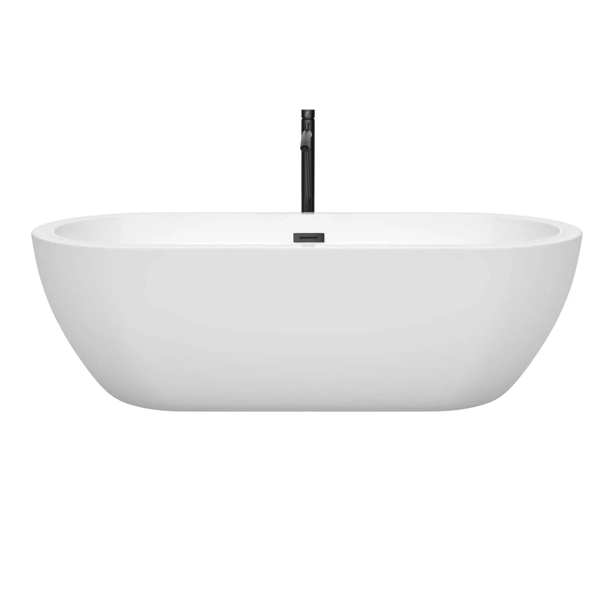 72" White Freestanding Bathtub with Matte Black Faucet - Soho by Wyndham (WCOBT100272MBATPBK) image 2