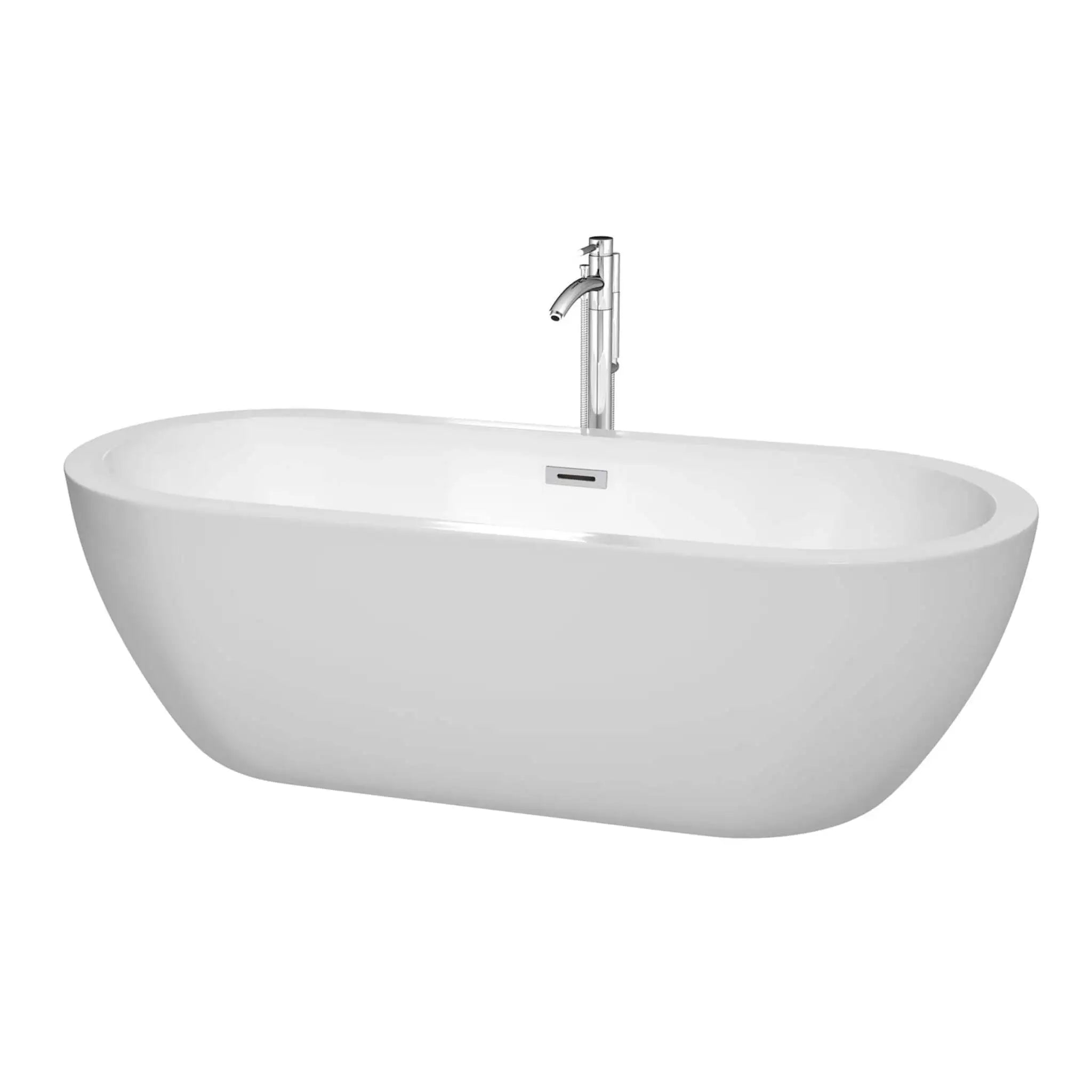 72" White Freestanding Bathtub with Polished Chrome Faucet - Soho by Wyndham (WCOBT100272ATP11PC) image