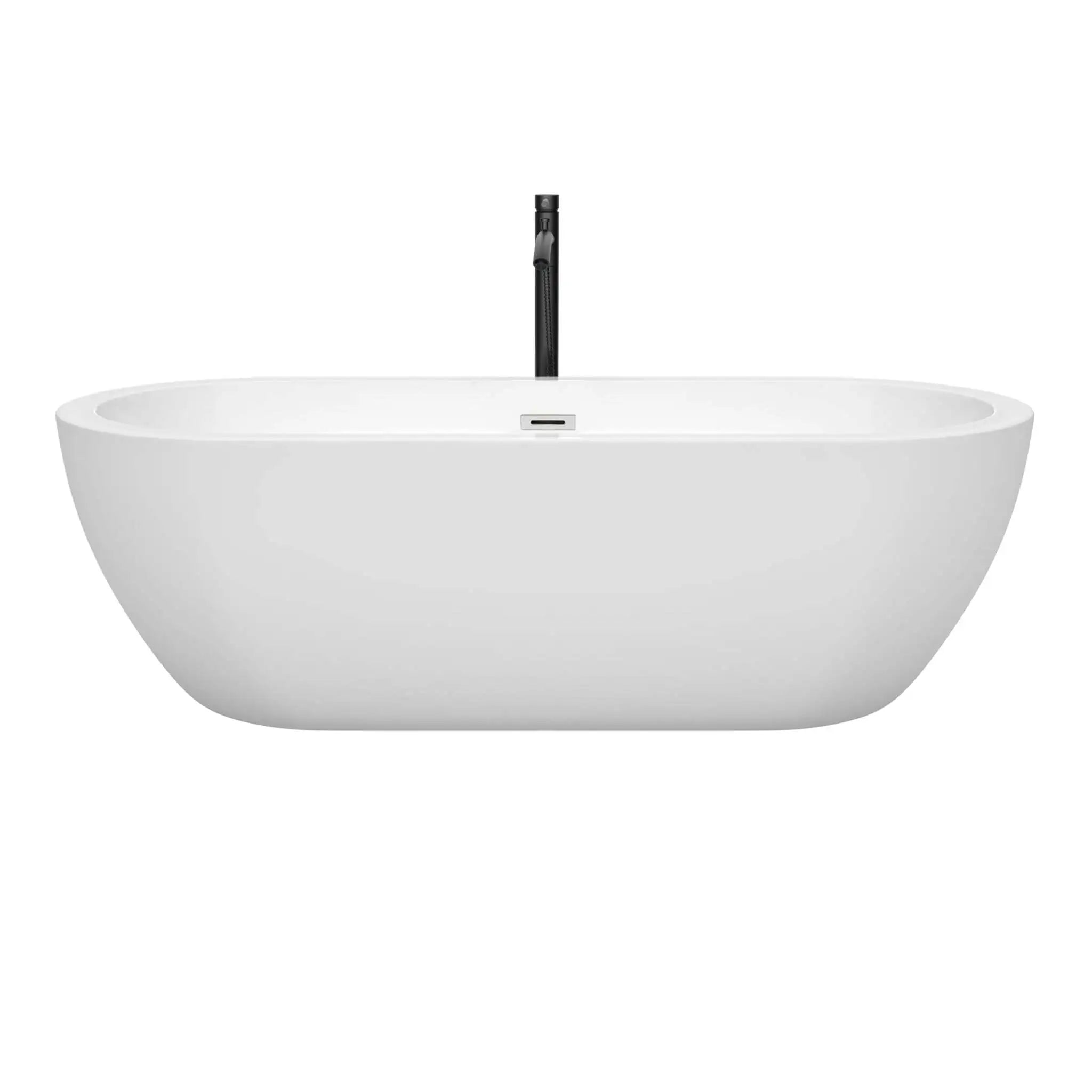 72" White Freestanding Bathtub with Polished Chrome Faucet - Soho by Wyndham (WCOBT100272PCATPBK) image 2