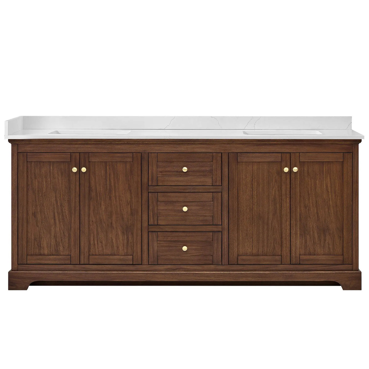80" Avery Double Bathroom Vanity Dark Walnut Brushed Gold Trim by wyndham View 36
