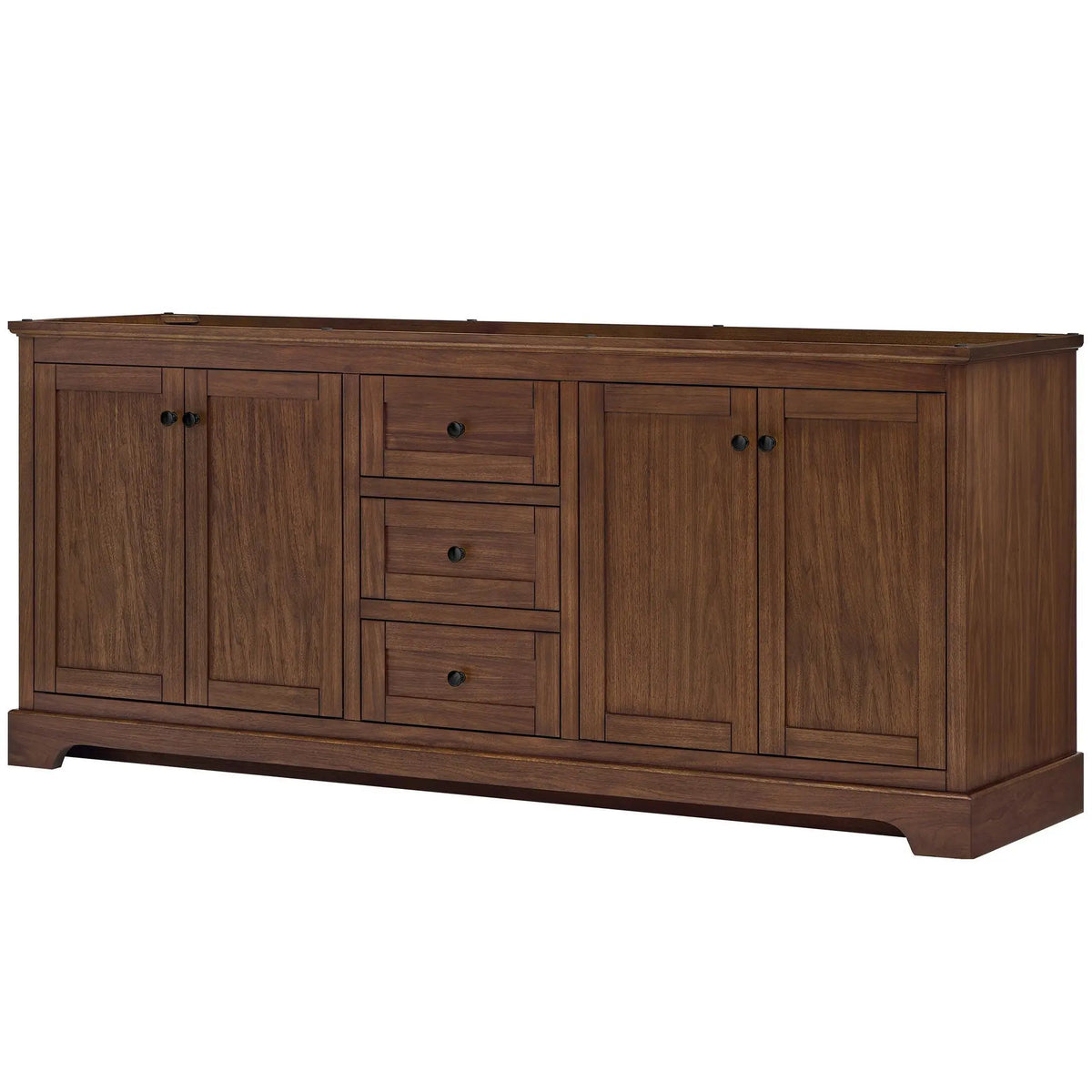80" Avery Double Bathroom Vanity Dark Walnut Matte Black Trim by wyndham View 44