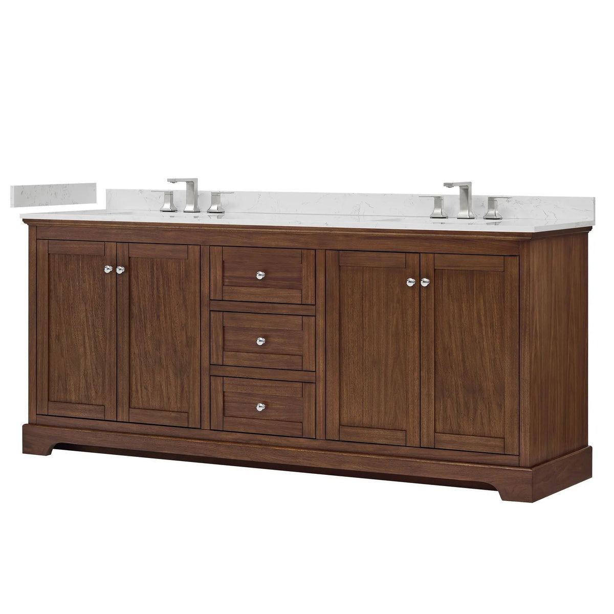 80" Avery Double Bathroom Vanity Dark Walnut Polished Chrome Trim by wyndham View 15