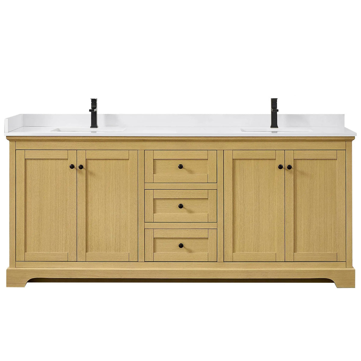 80" Avery Double Bathroom Vanity Honey Oak Matte Black Trim by wyndham View 1