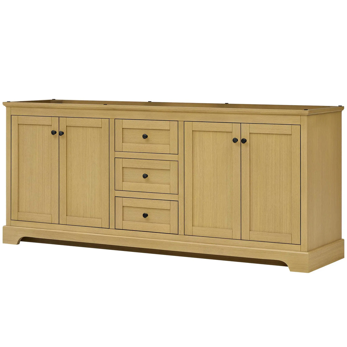 80" Avery Double Bathroom Vanity Honey Oak Matte Black Trim by wyndham View 44