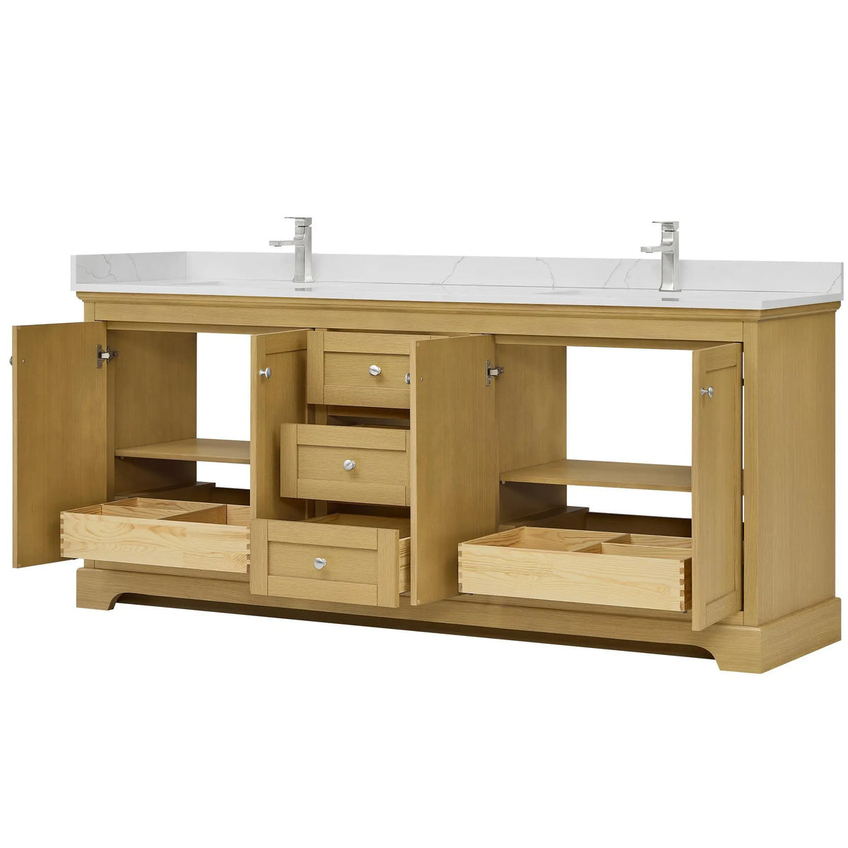 80" Avery Double Bathroom Vanity Honey Oak Polished Chrome Trim by wyndham View 13