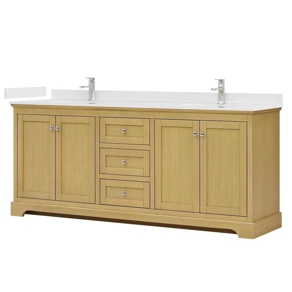 80" Avery Double Bathroom Vanity Honey Oak Polished Chrome Trim by wyndham View 25