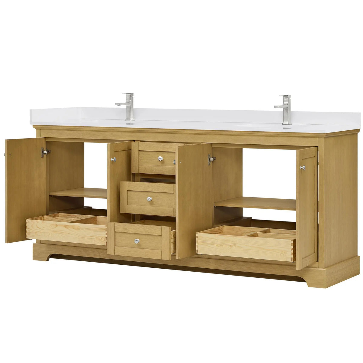 80" Avery Double Bathroom Vanity Honey Oak Polished Chrome Trim by wyndham View 23