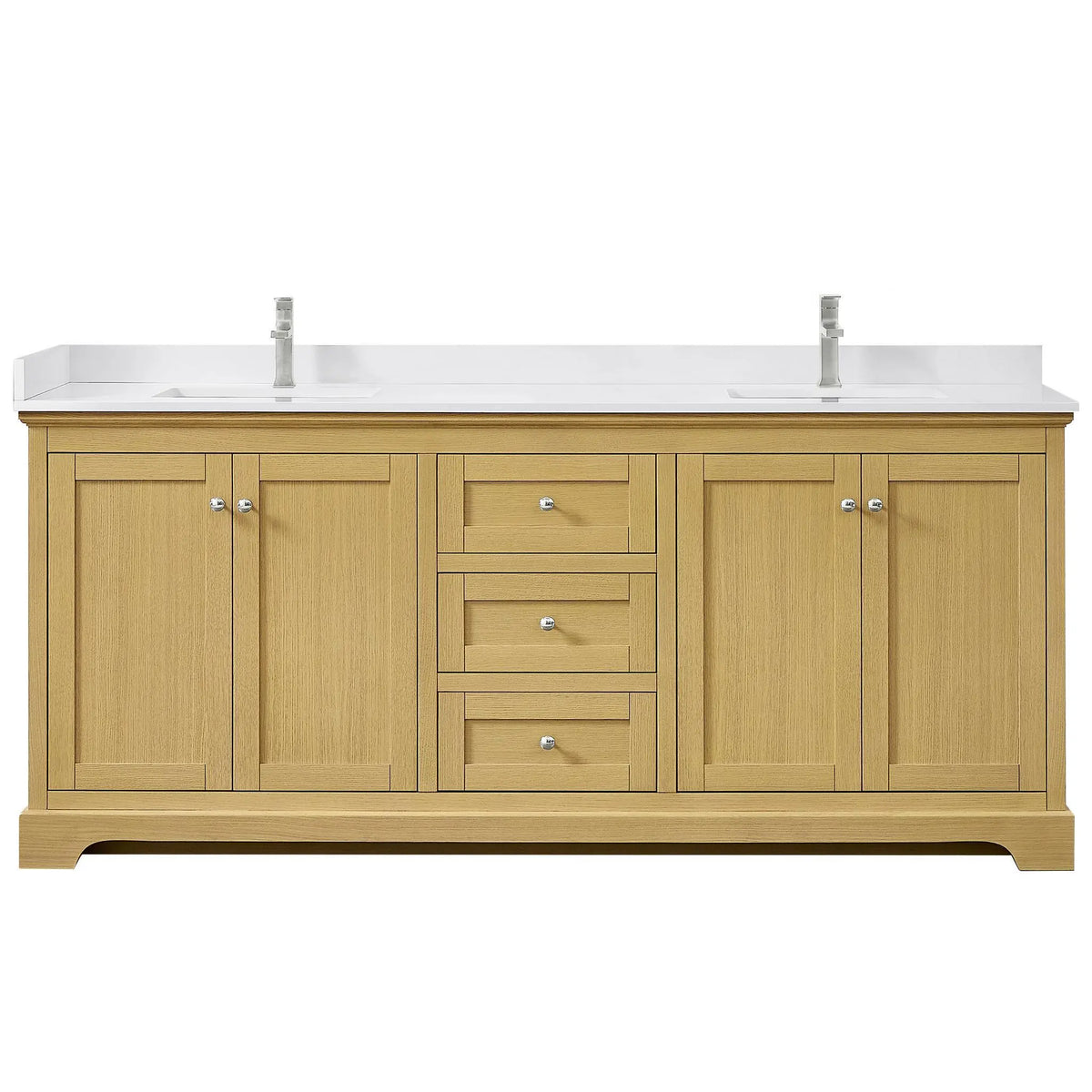 80" Avery Double Bathroom Vanity Honey Oak Polished Chrome Trim by wyndham View 21
